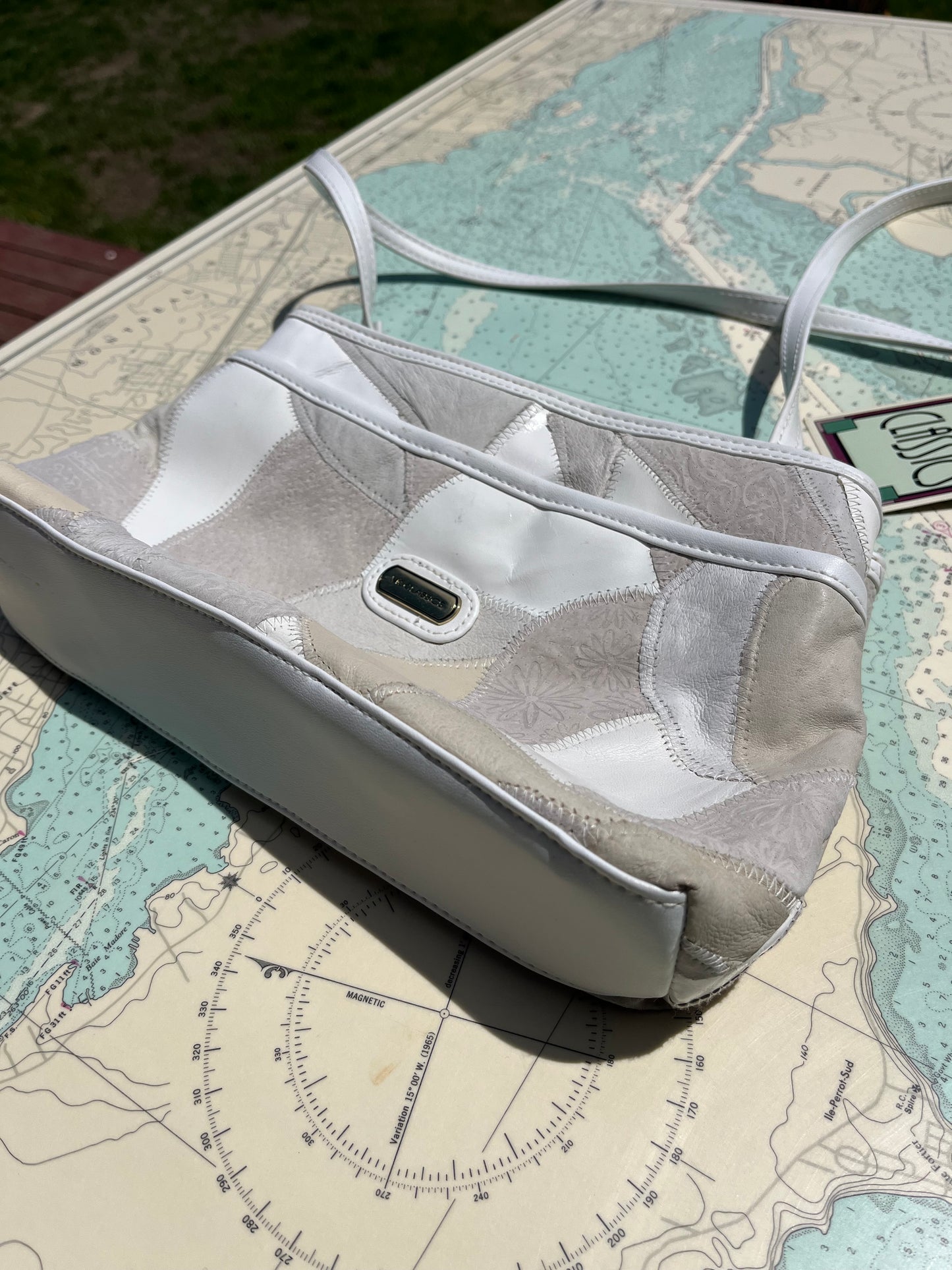 Vintage VR Classics White Leather Patchwork Purse