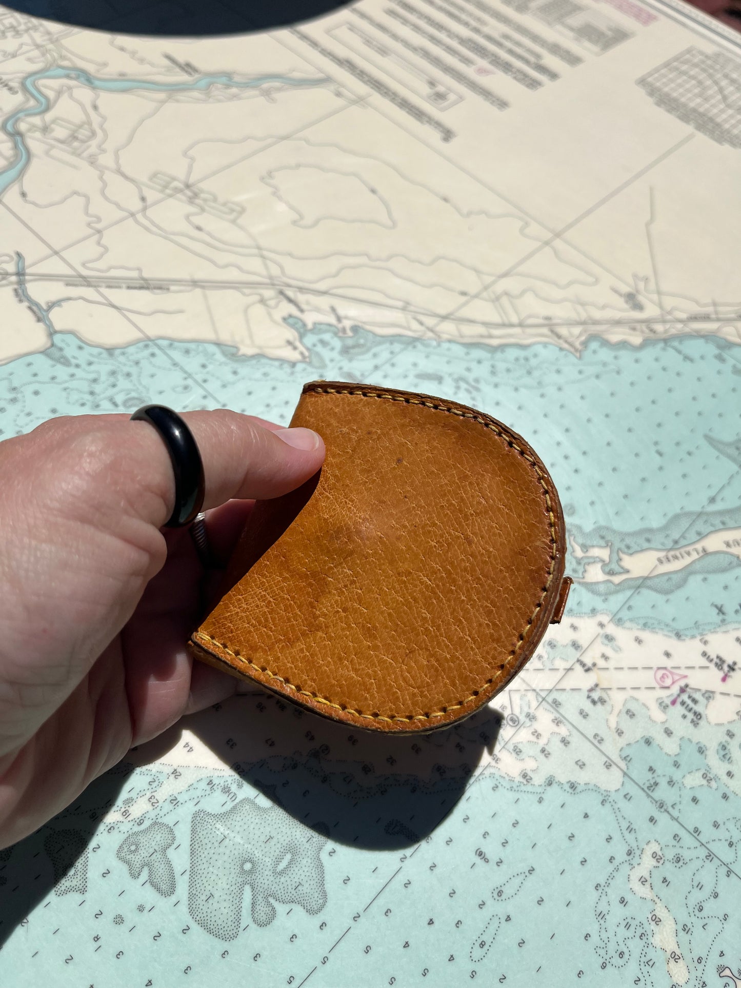 Vintage Blonde Leather Change Pouch