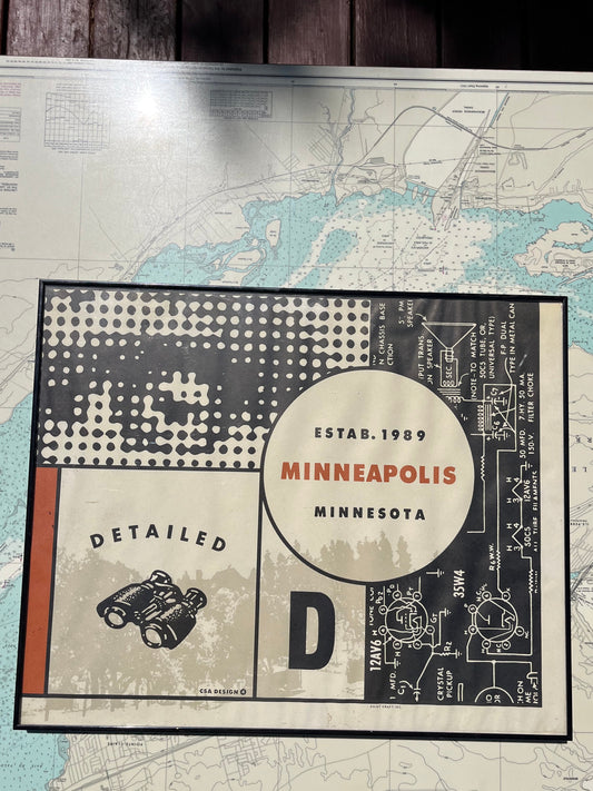 Vintage Framed Detailed Optical Binocular Graphic Design Print
