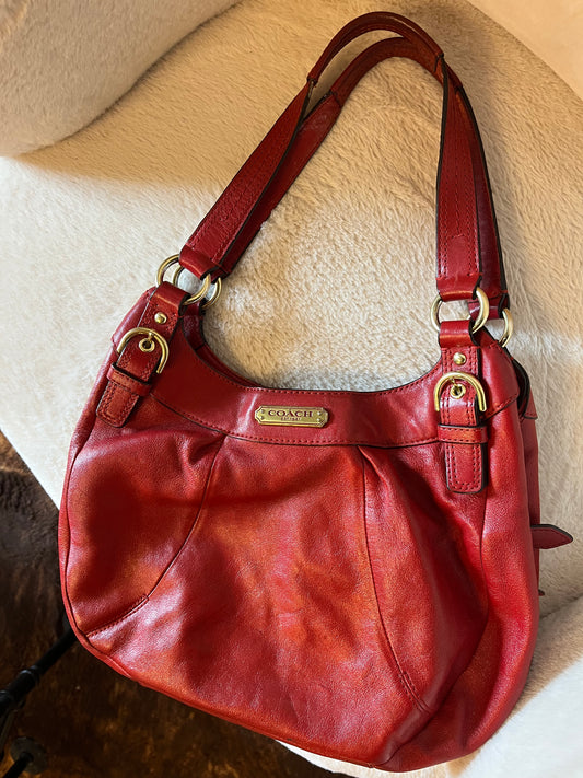 Vintage Y2K Coach Red Soho Hobo Leather Bag