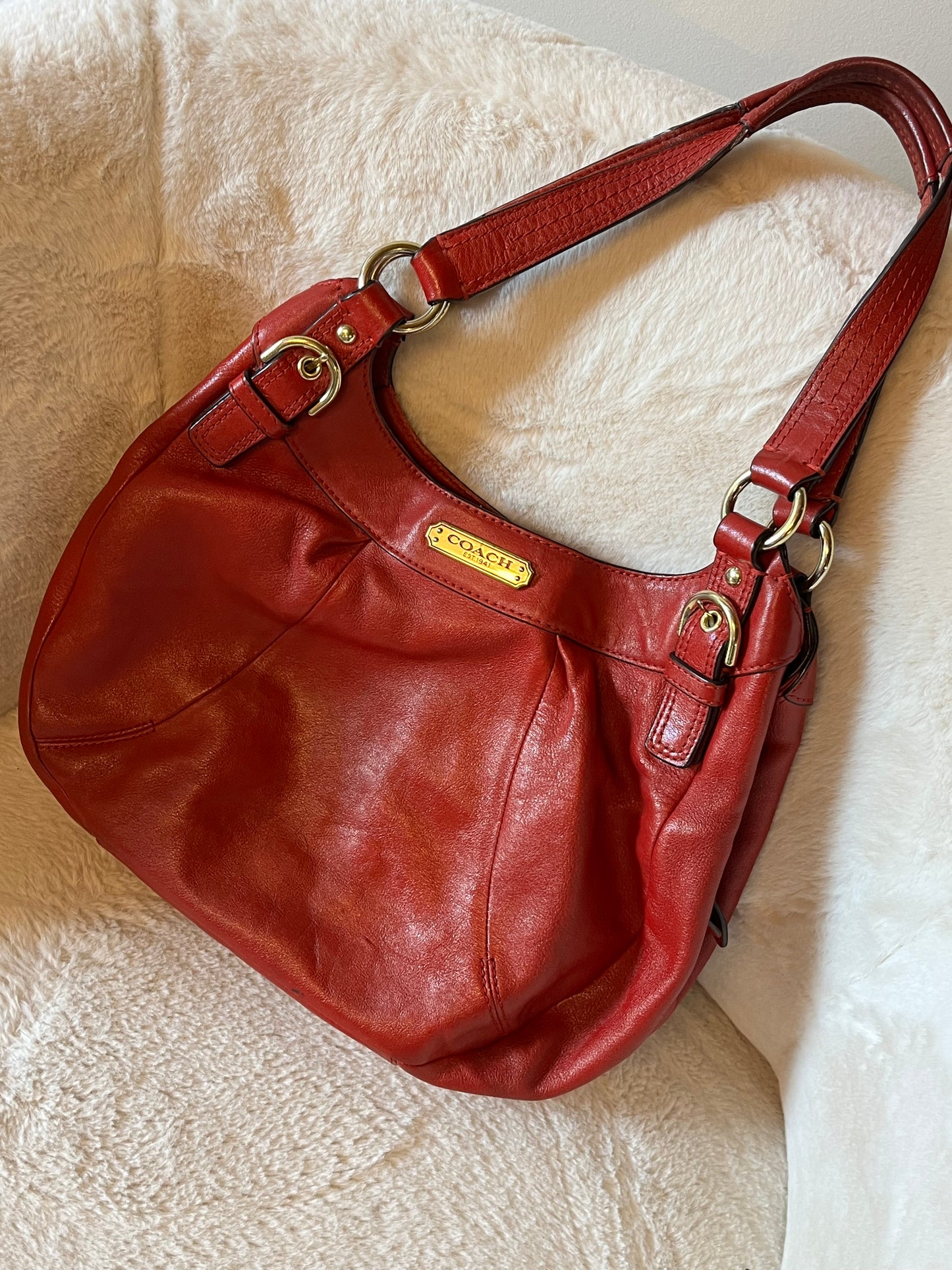 Vintage Y2K Coach Red Soho Hobo Leather Bag