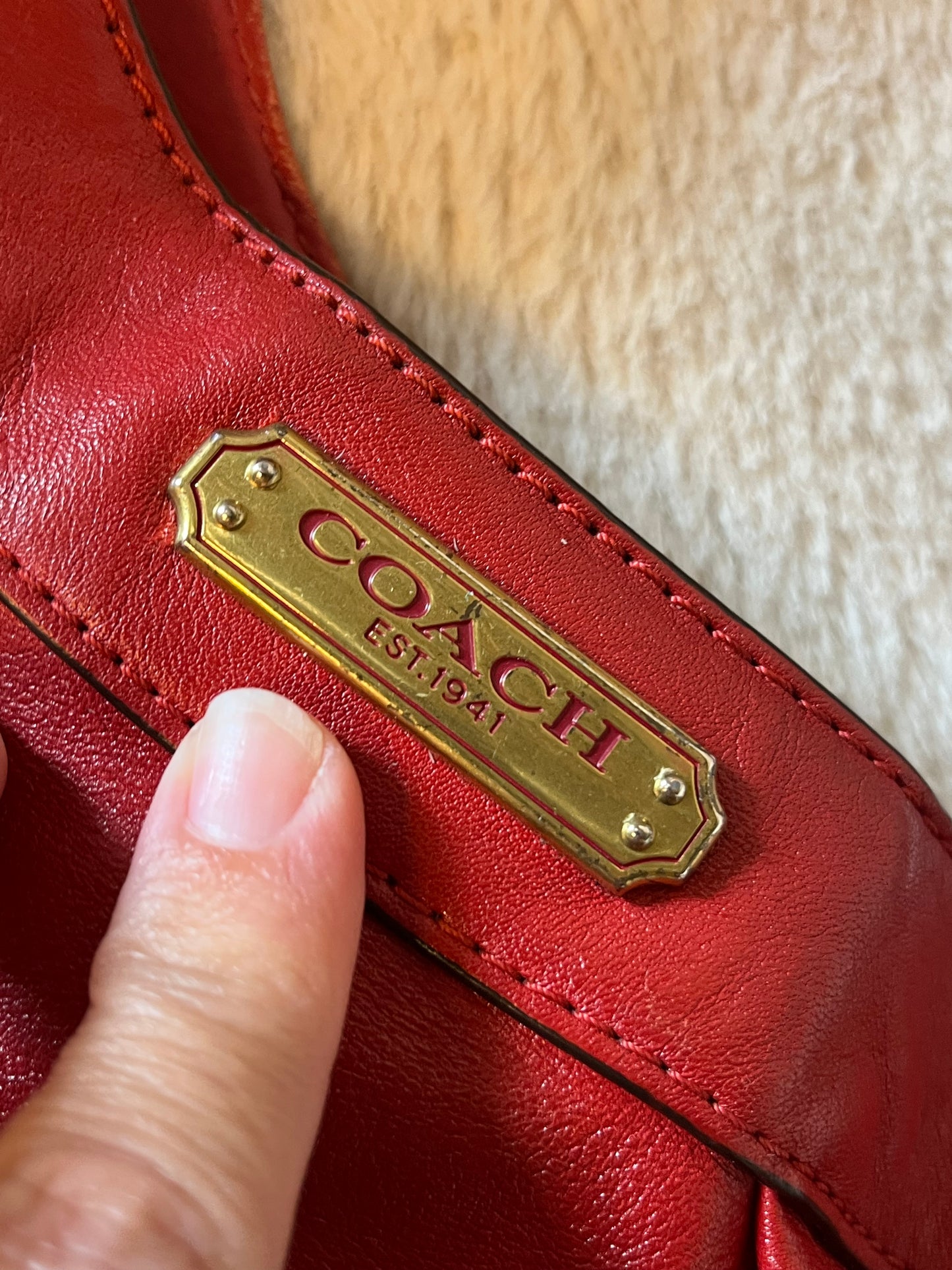 Vintage Y2K Coach Red Soho Hobo Leather Bag