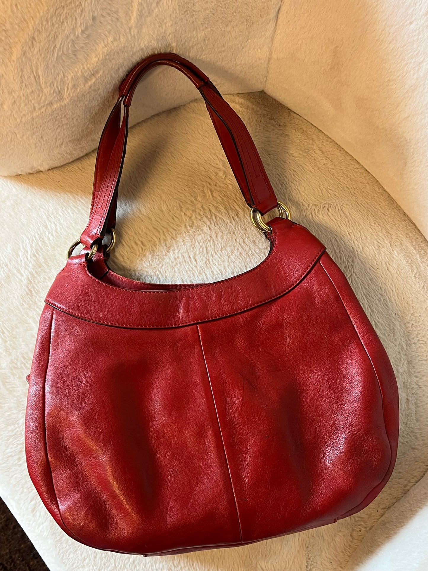 Vintage Y2K Coach Red Soho Hobo Leather Bag