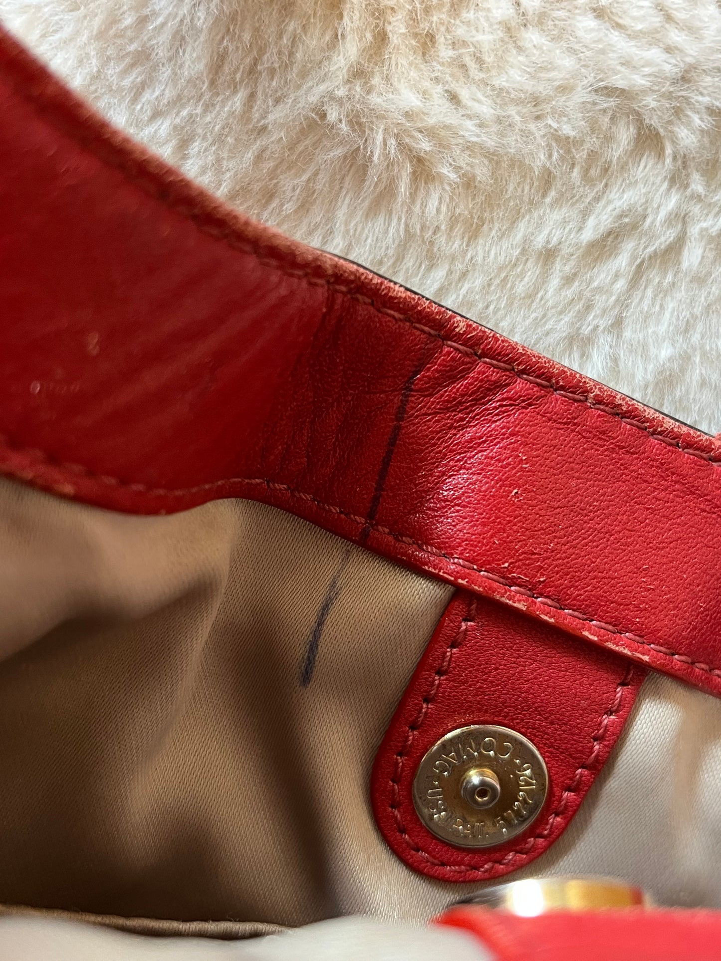 Vintage Y2K Coach Red Soho Hobo Leather Bag