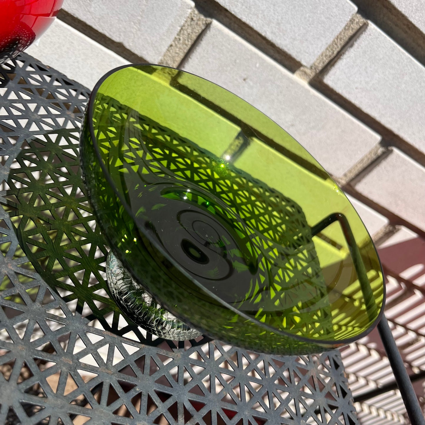 Vintage Green Glass Art Deco Candy Dish with Lid