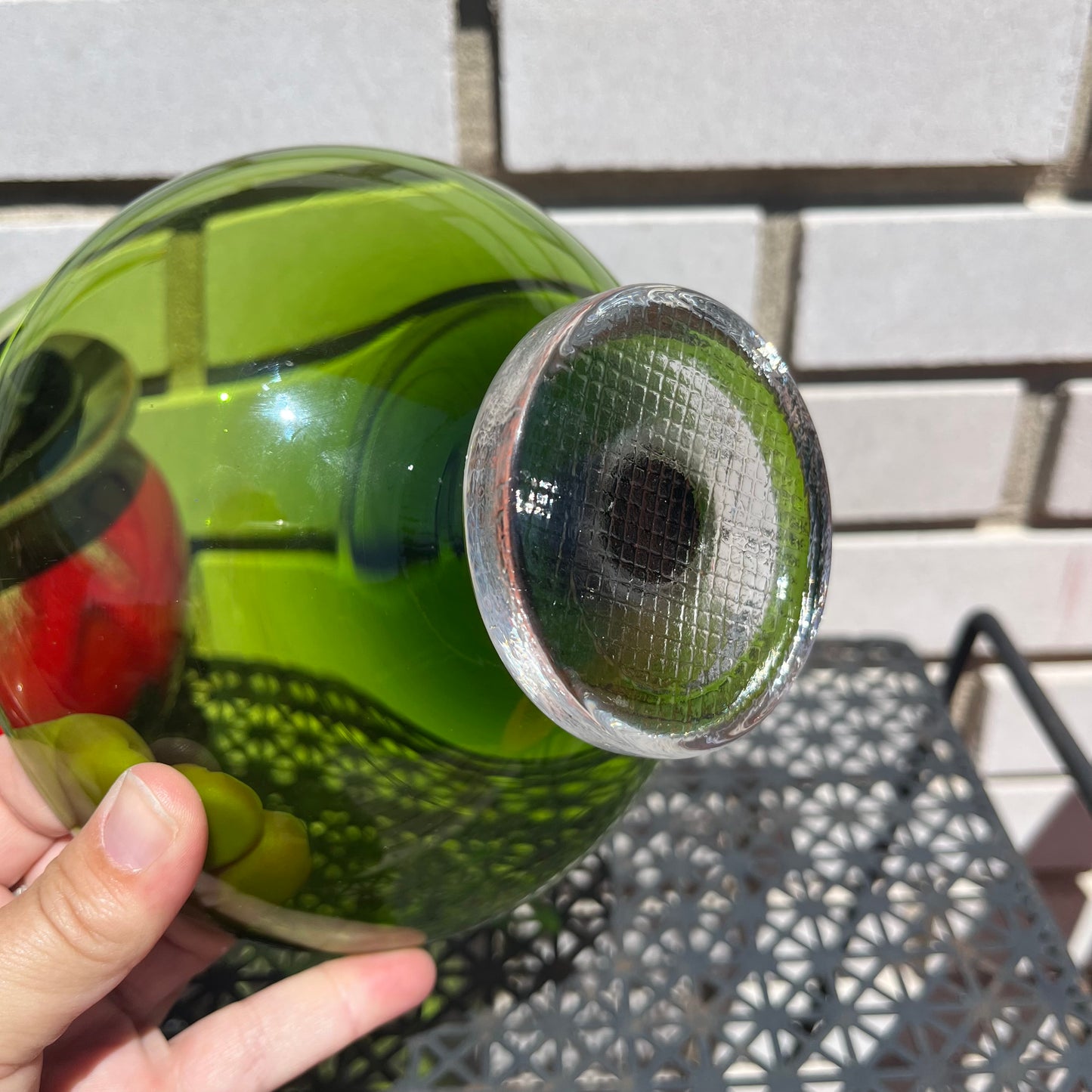 Vintage Green Glass Art Deco Candy Dish with Lid