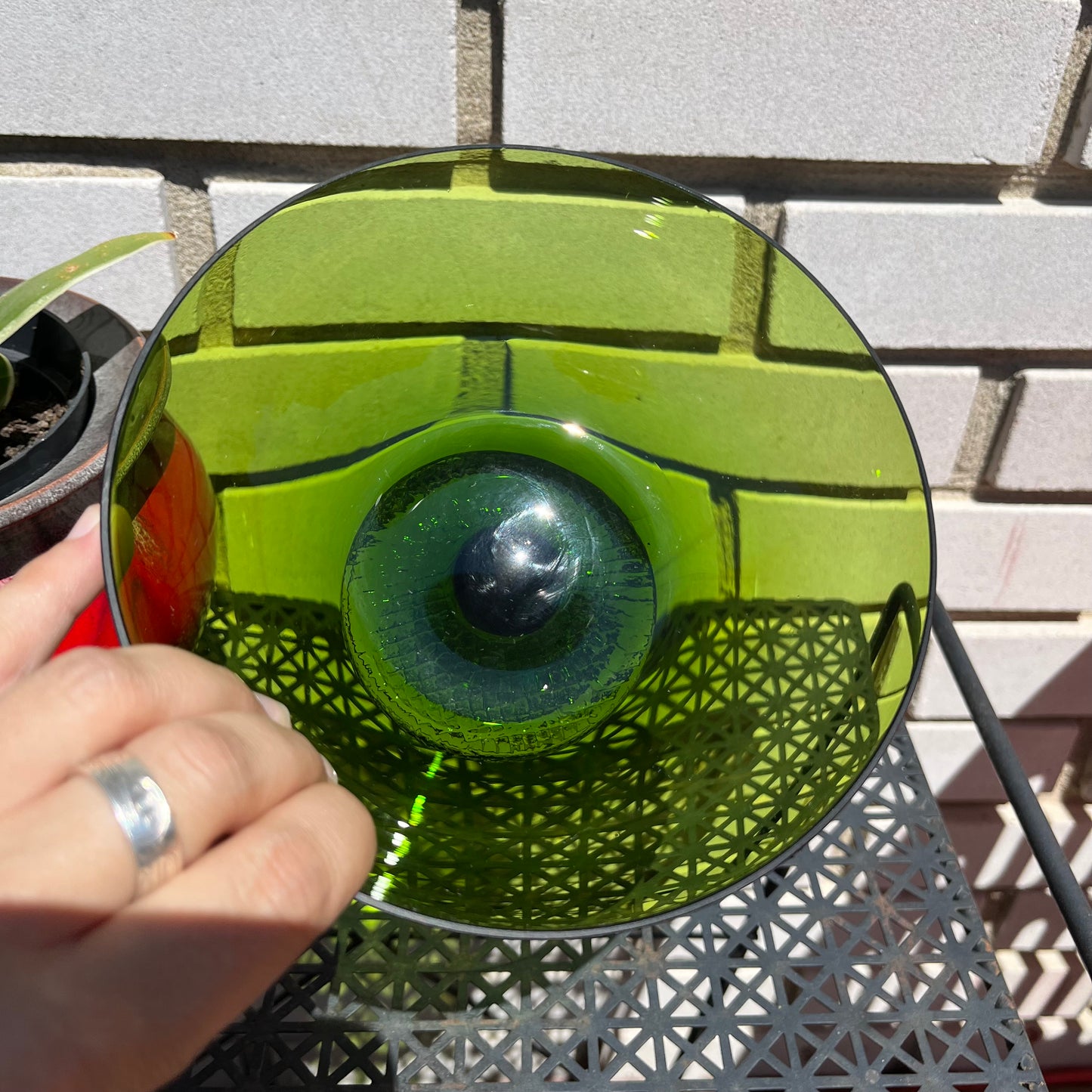 Vintage Green Glass Art Deco Candy Dish with Lid