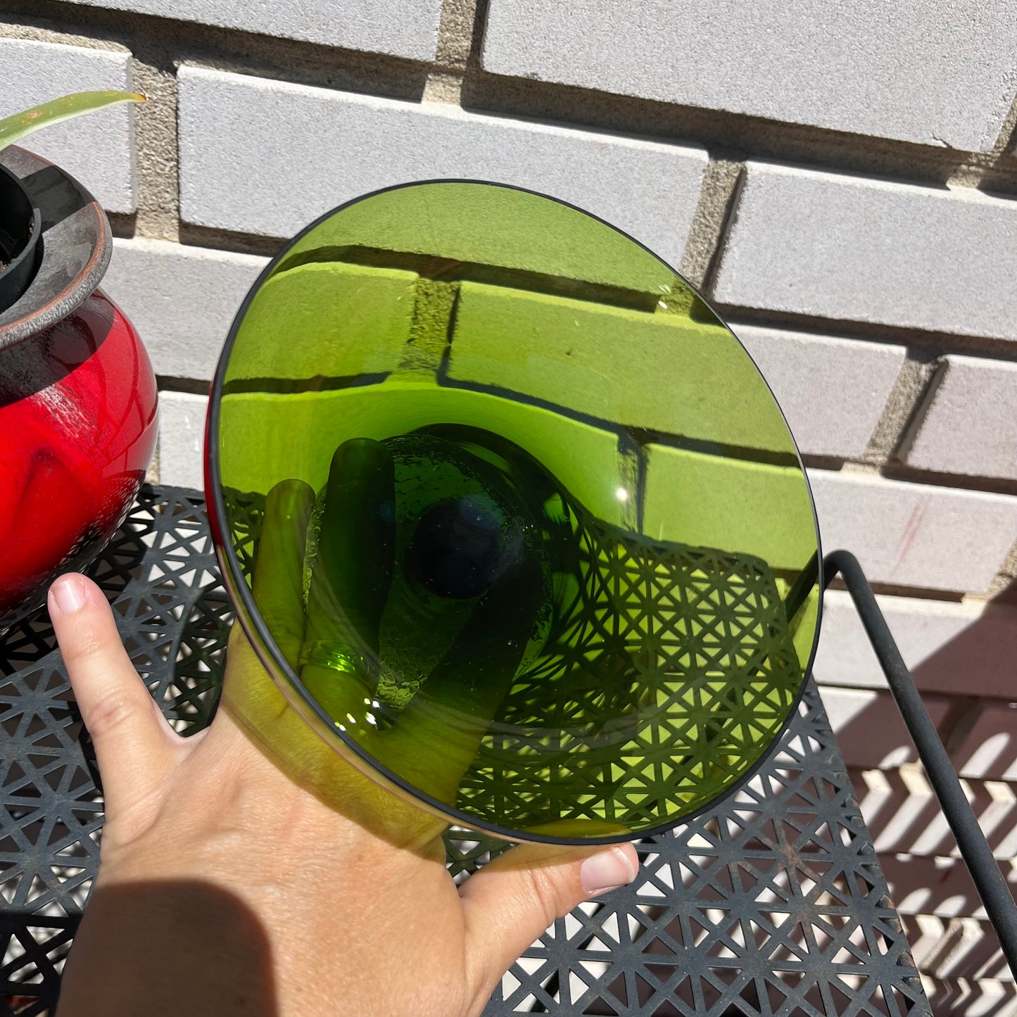 Vintage Green Glass Art Deco Candy Dish with Lid