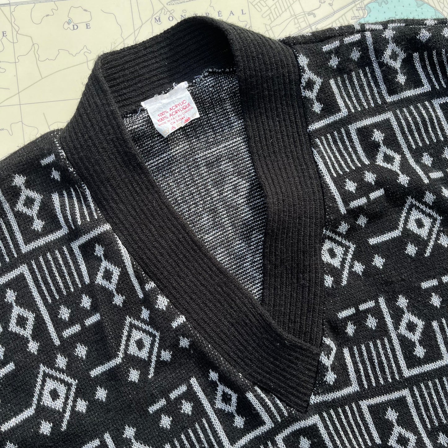 Vintage 80s Geometric Metallic Knit Sweater