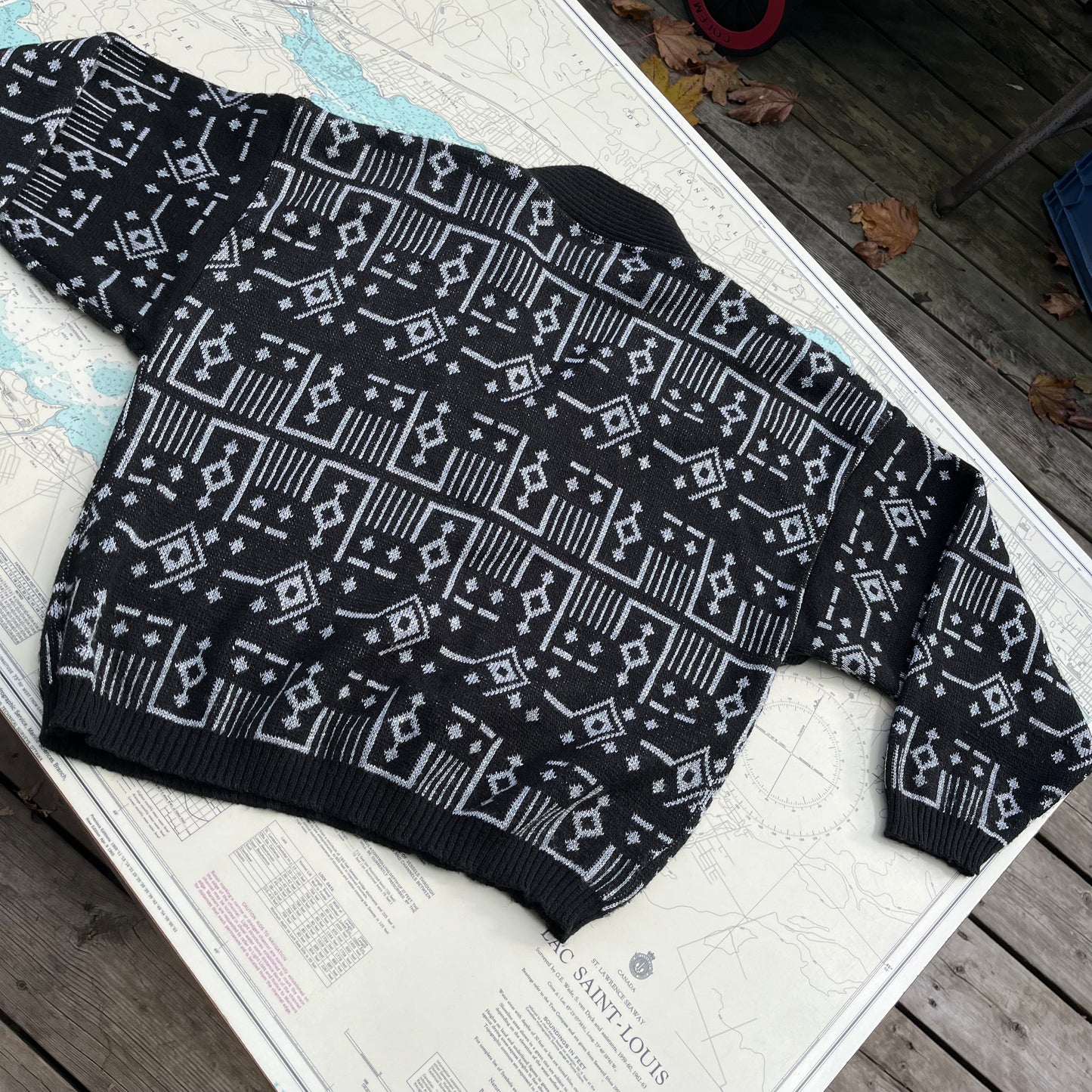 Vintage 80s Geometric Metallic Knit Sweater