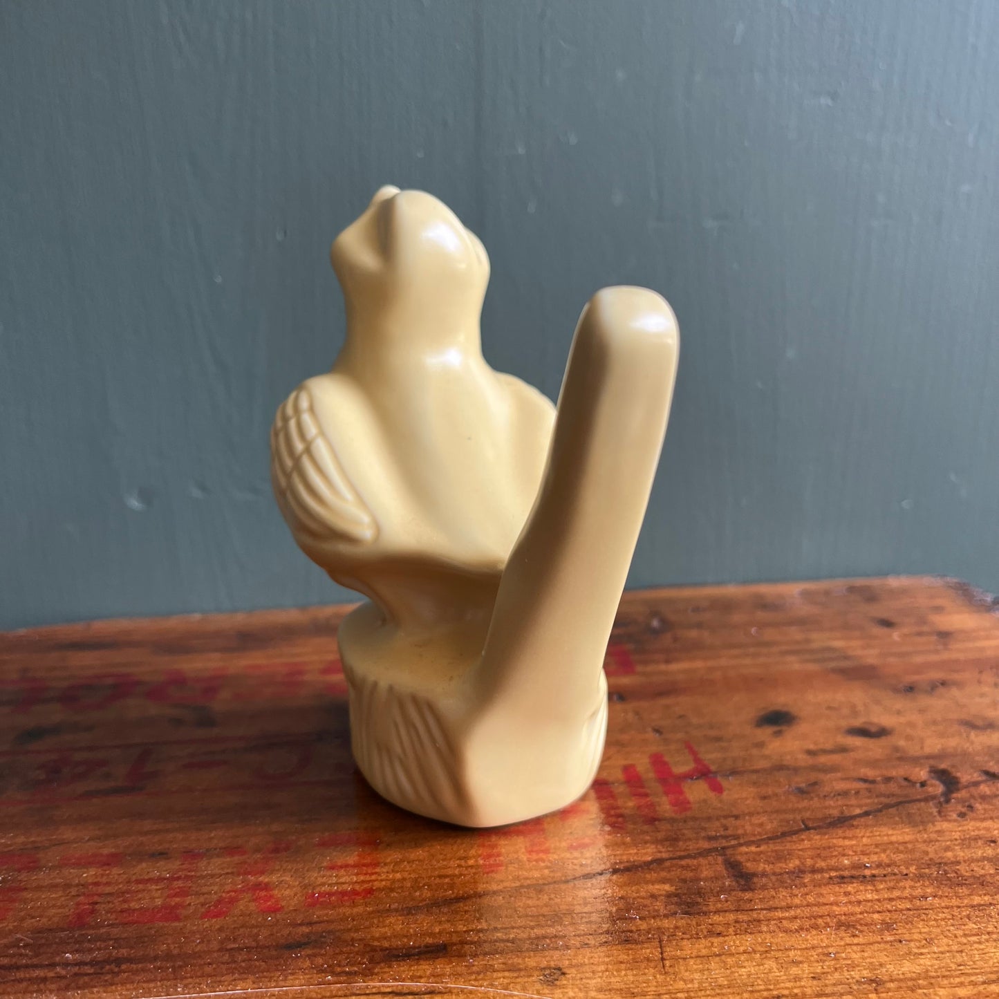 Yellow Ceramic Canary Bird Singing Figurine Matte QTopia