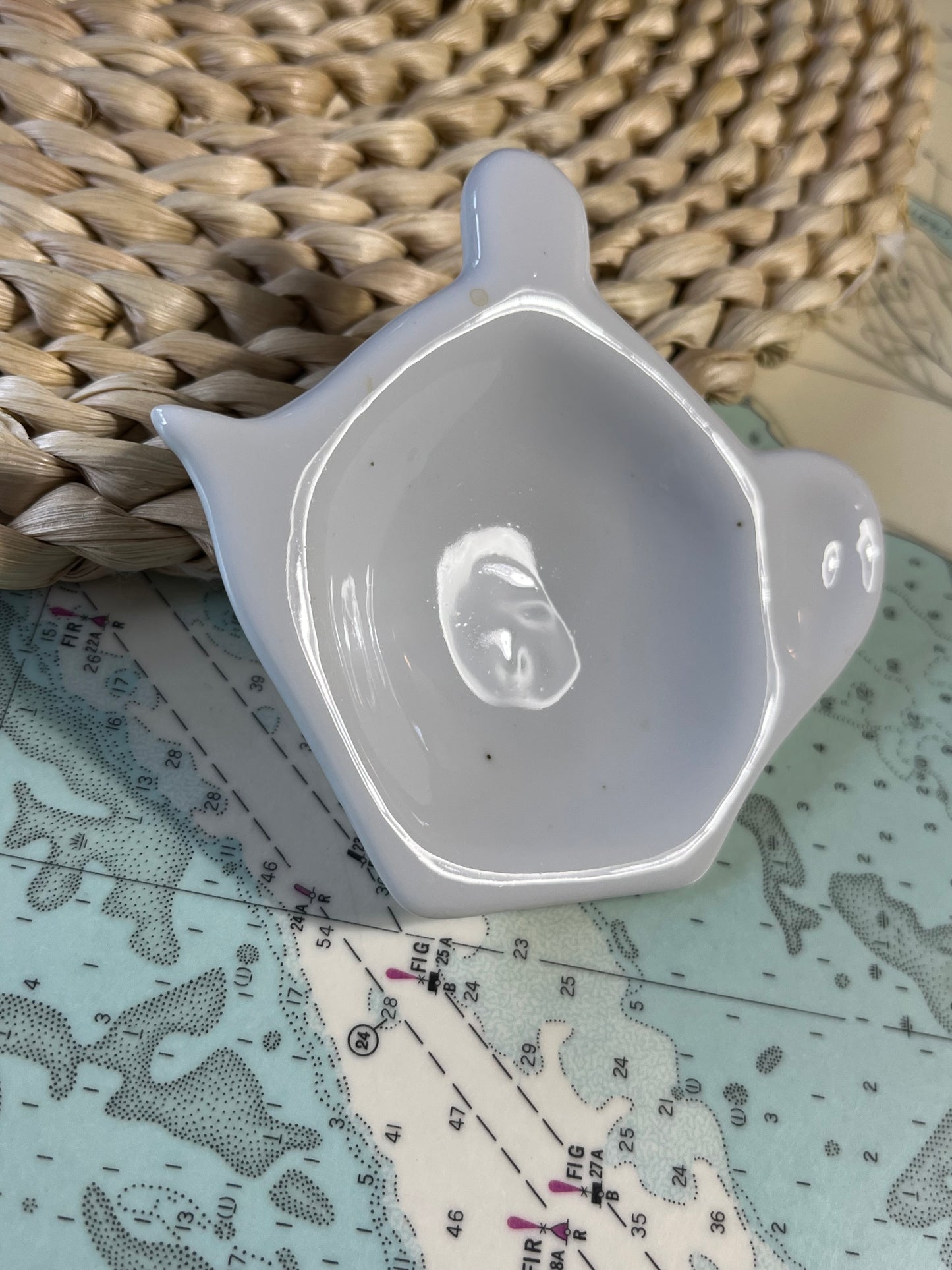 Vintage White Ceramic Teapot Spoon Rest
