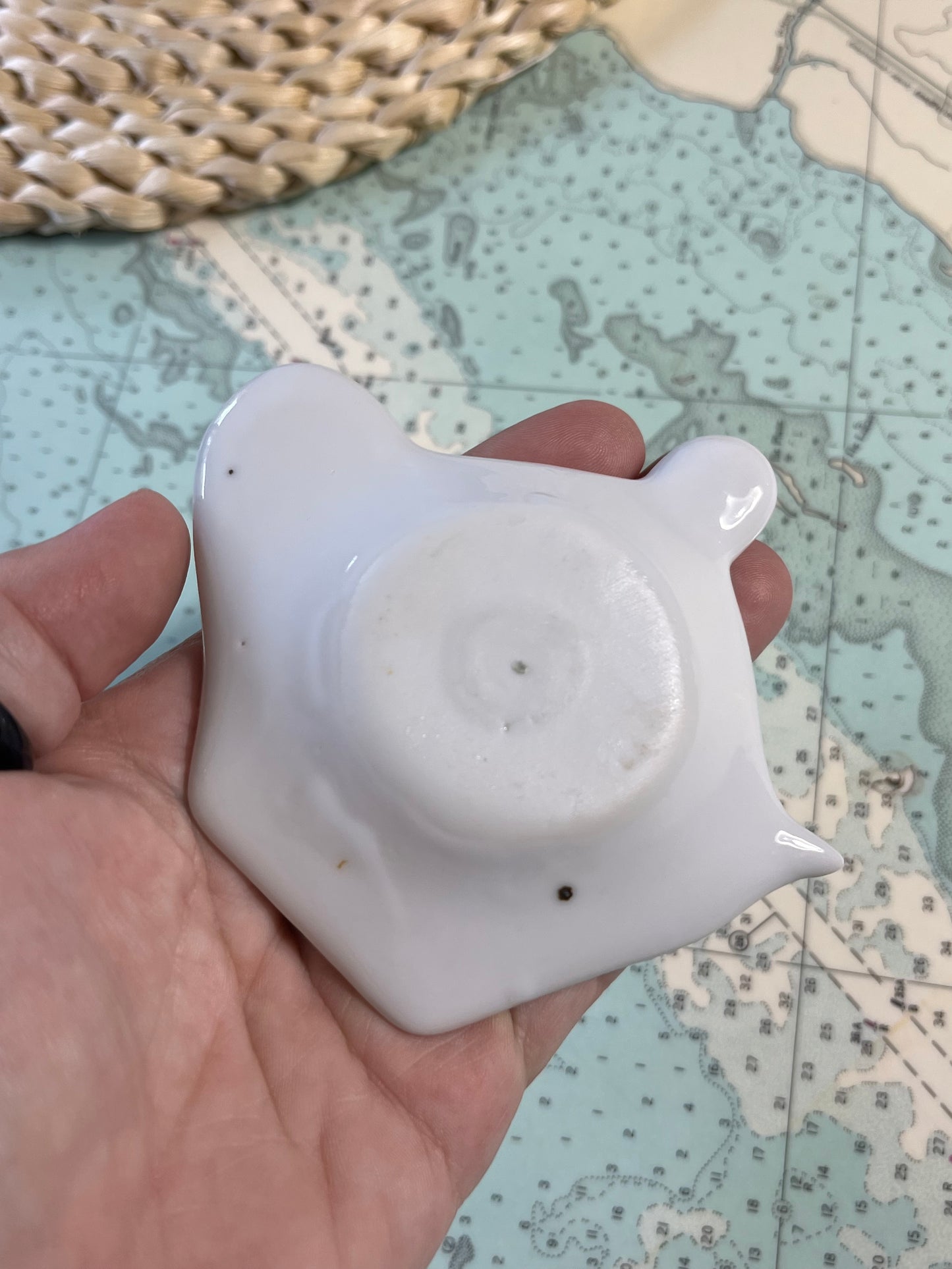 Vintage White Ceramic Teapot Spoon Rest