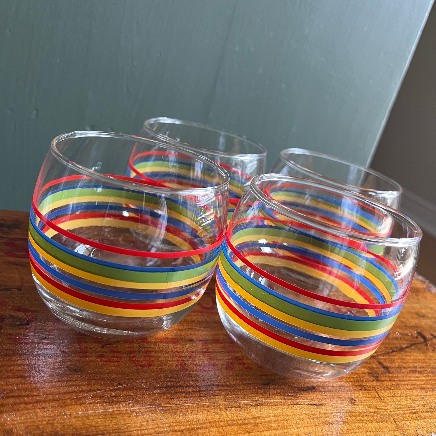Vintage Fiestaware Striped Lowball Juice Glasses (4)