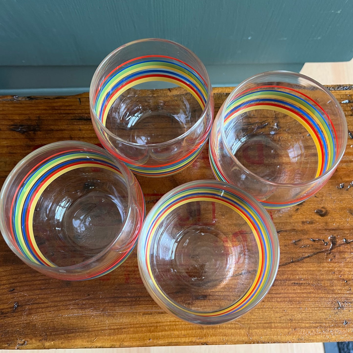 Vintage Fiestaware Striped Lowball Juice Glasses (4)