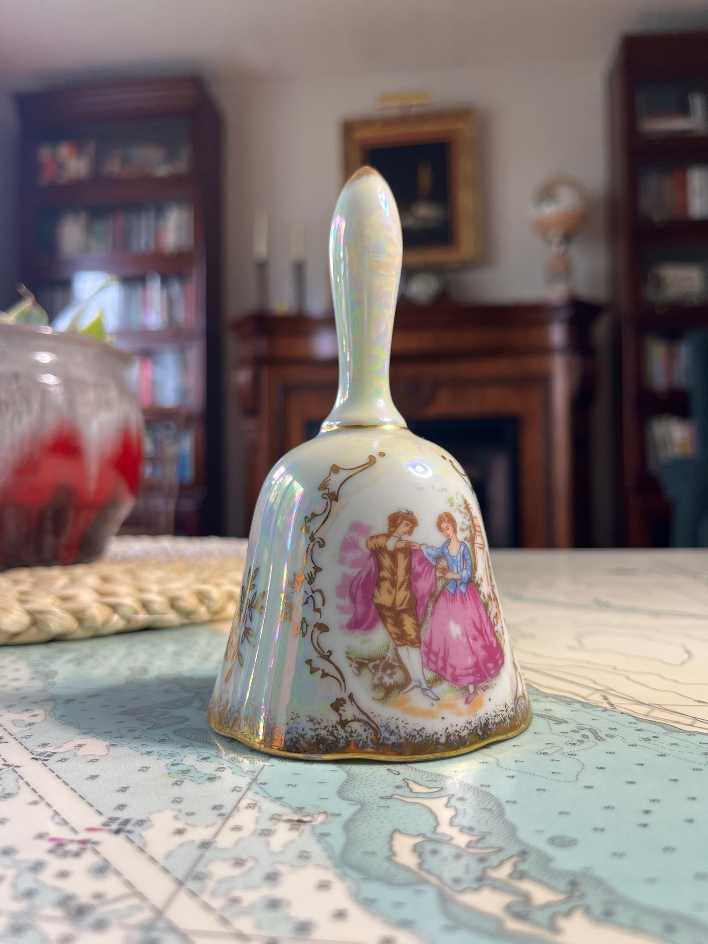 Vintage Currier and Ives Japanese Lustreware Bell