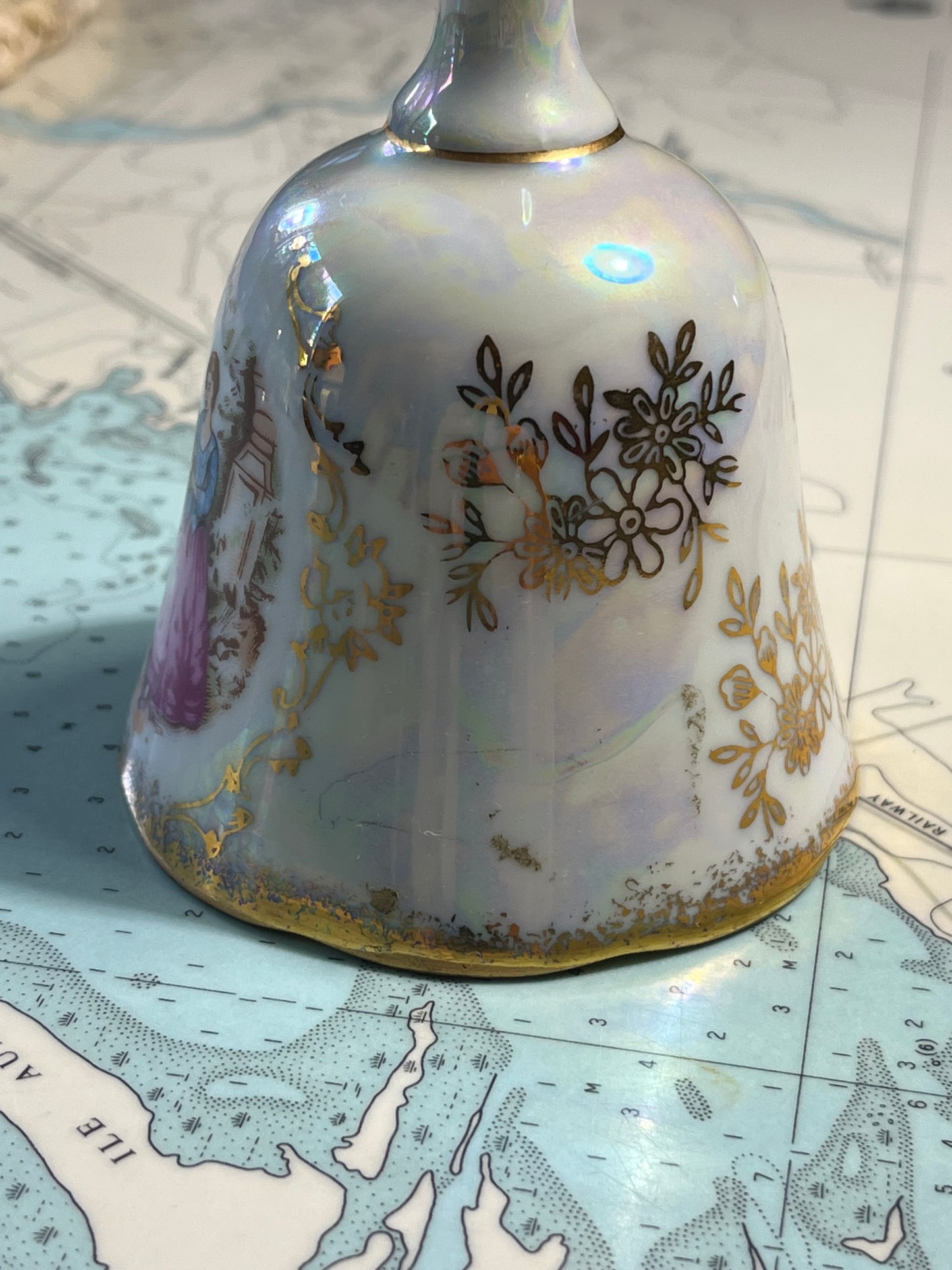 Vintage Currier and Ives Japanese Lustreware Bell