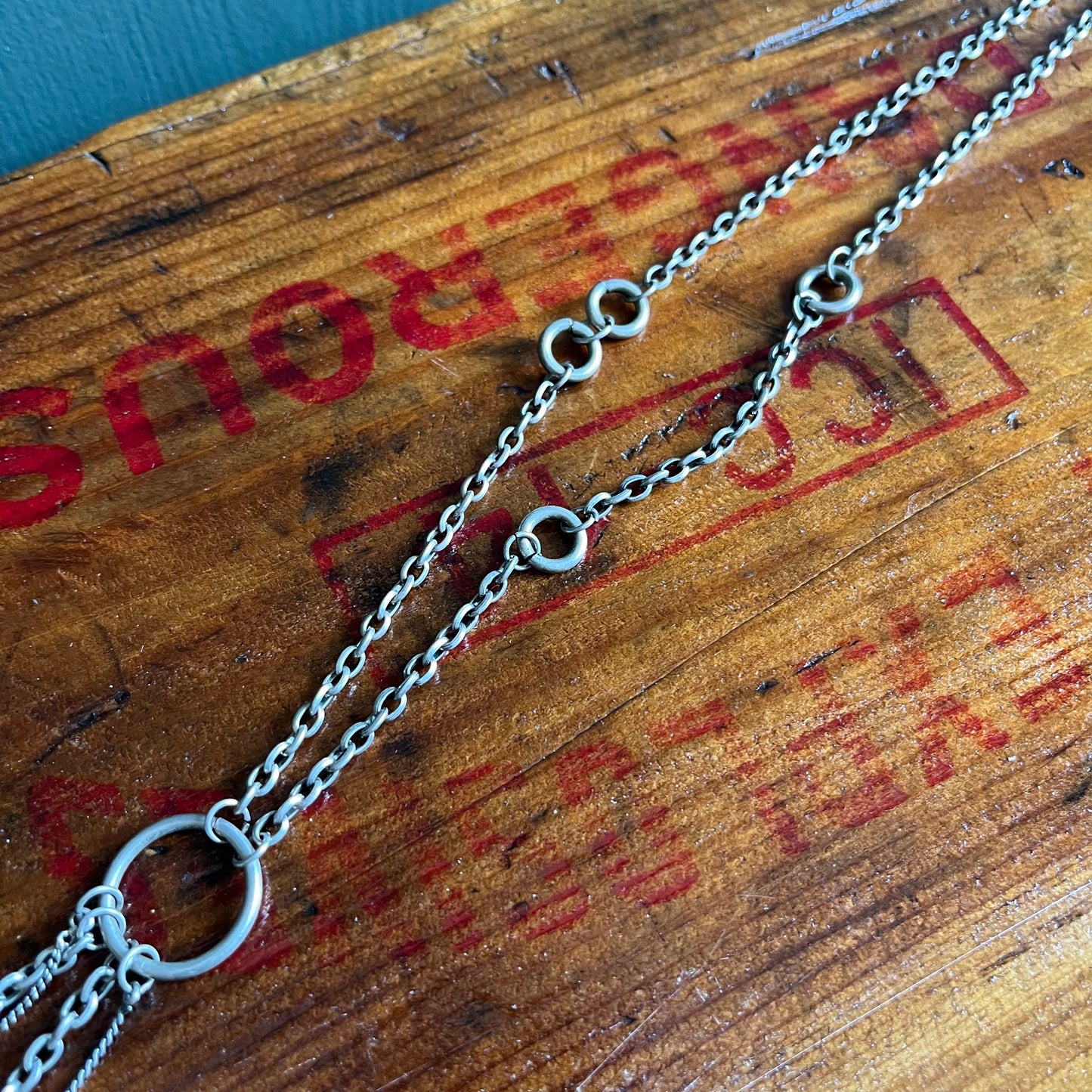 Antique Silver Crystal Penny Charm Necklace