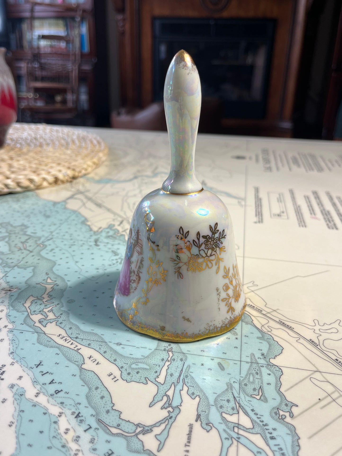 Vintage Currier and Ives Japanese Lustreware Bell