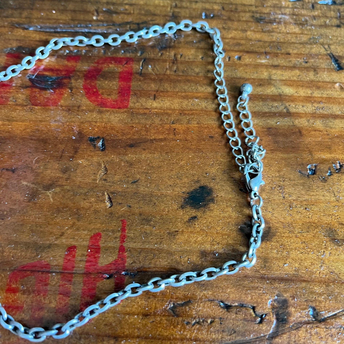 Antique Silver Crystal Penny Charm Necklace