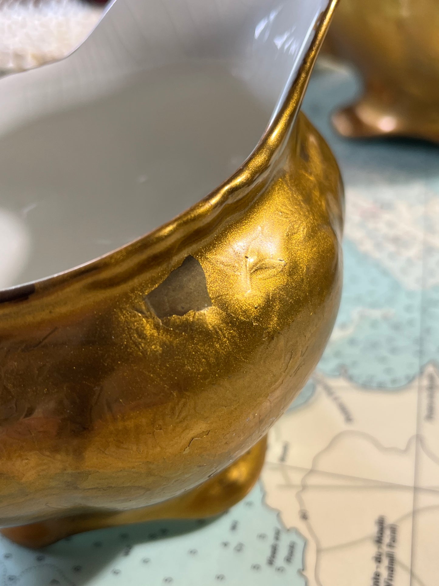 Vintage James Kent Old Foley Gold Brocade Tea Set