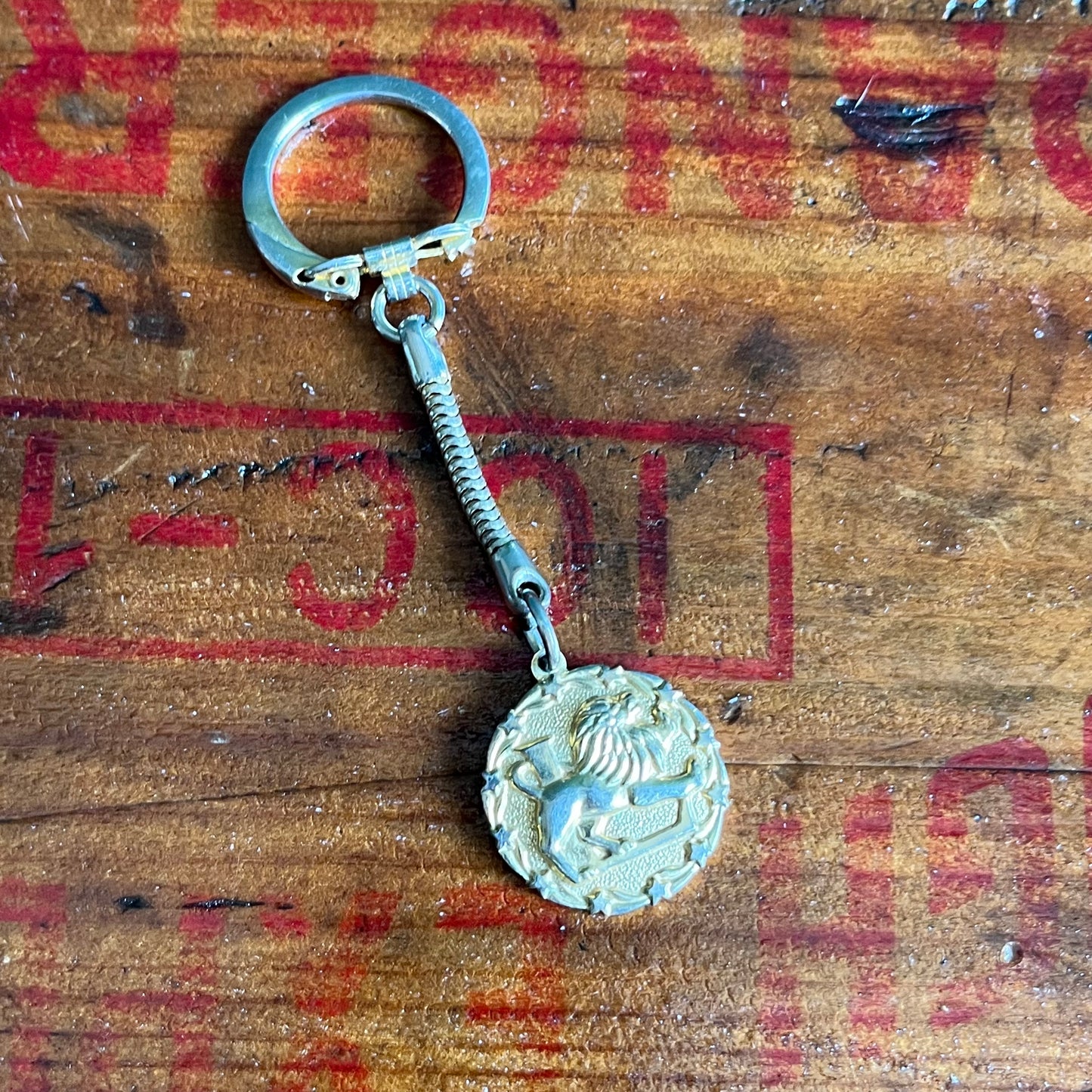 Vintage 70s Leo Astrology Keychain