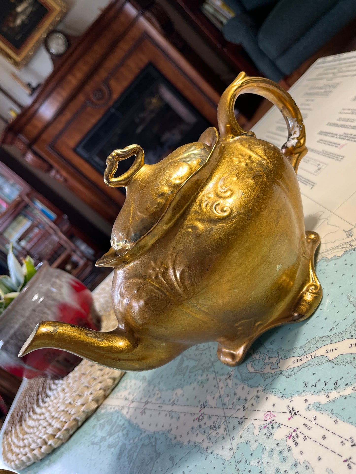 Vintage James Kent Old Foley Gold Brocade Tea Set