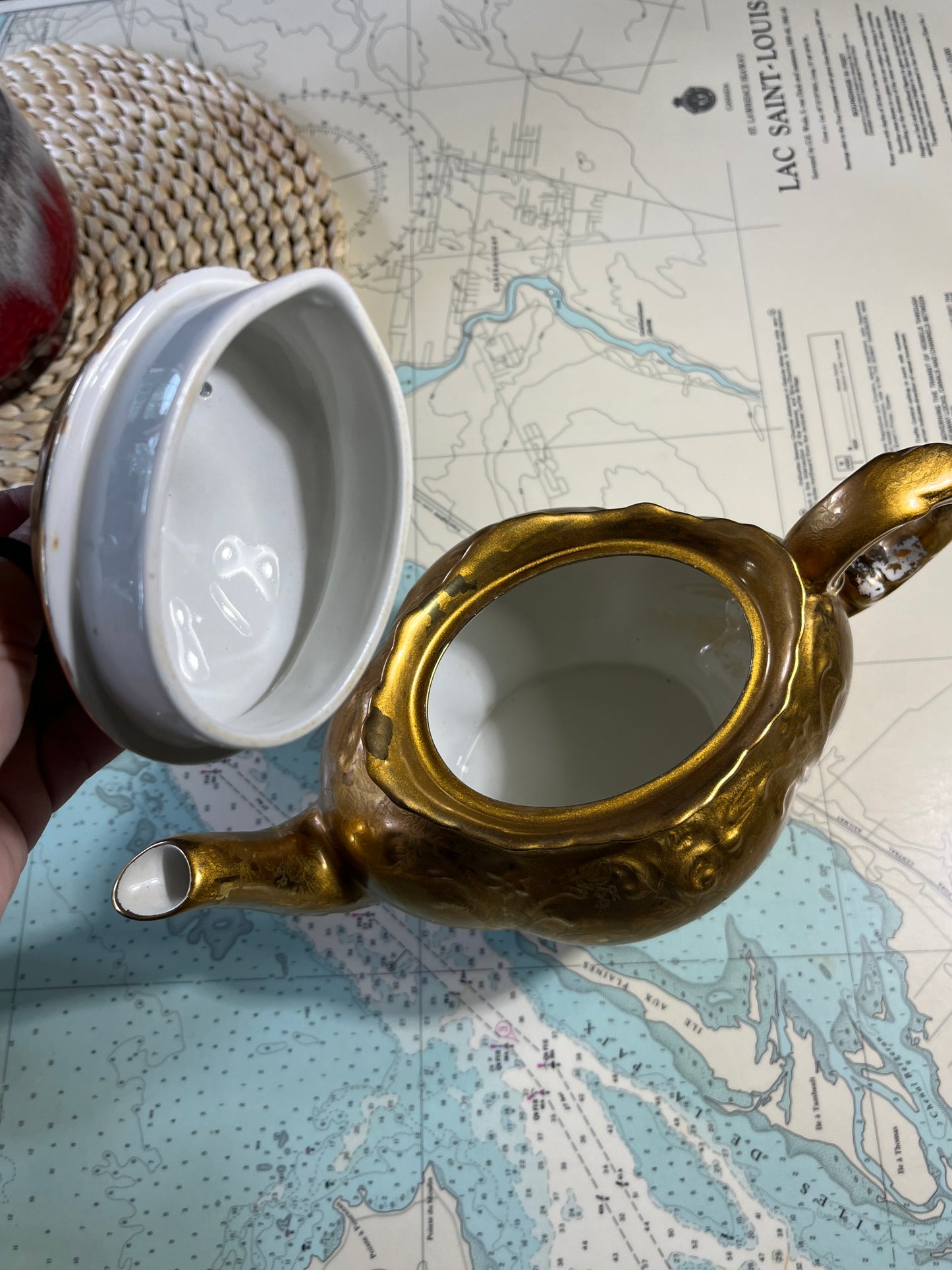 Vintage James Kent Old Foley Gold Brocade Tea Set