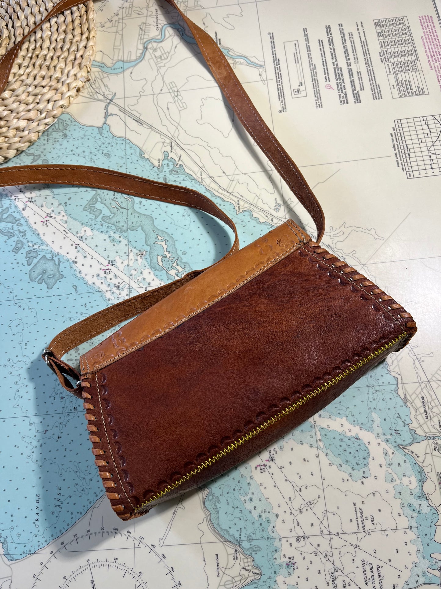 Vintage Two Tone Floral Tooled Purse