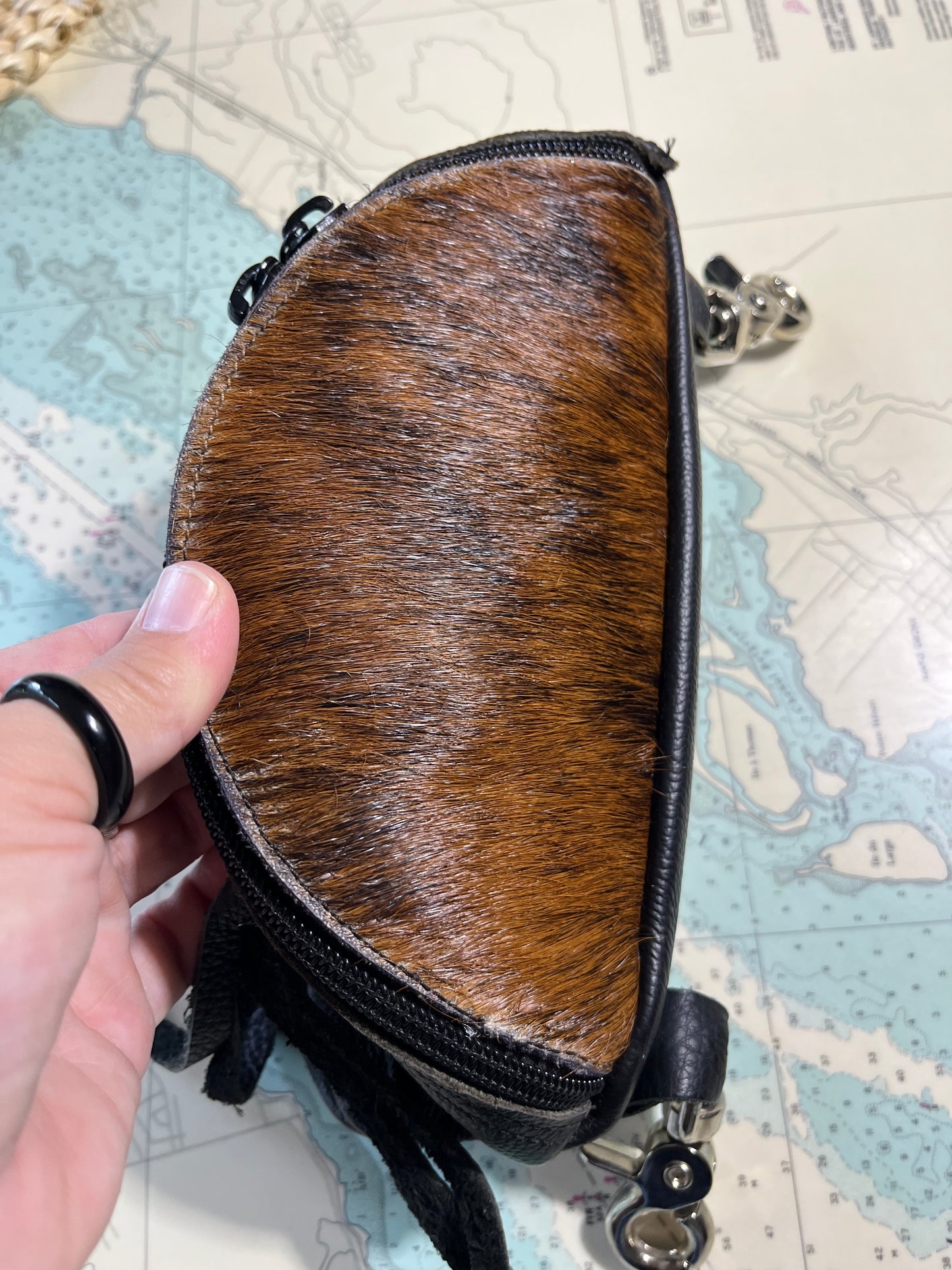 Vintage Western Leather and Cow Hide Fanny Pack
