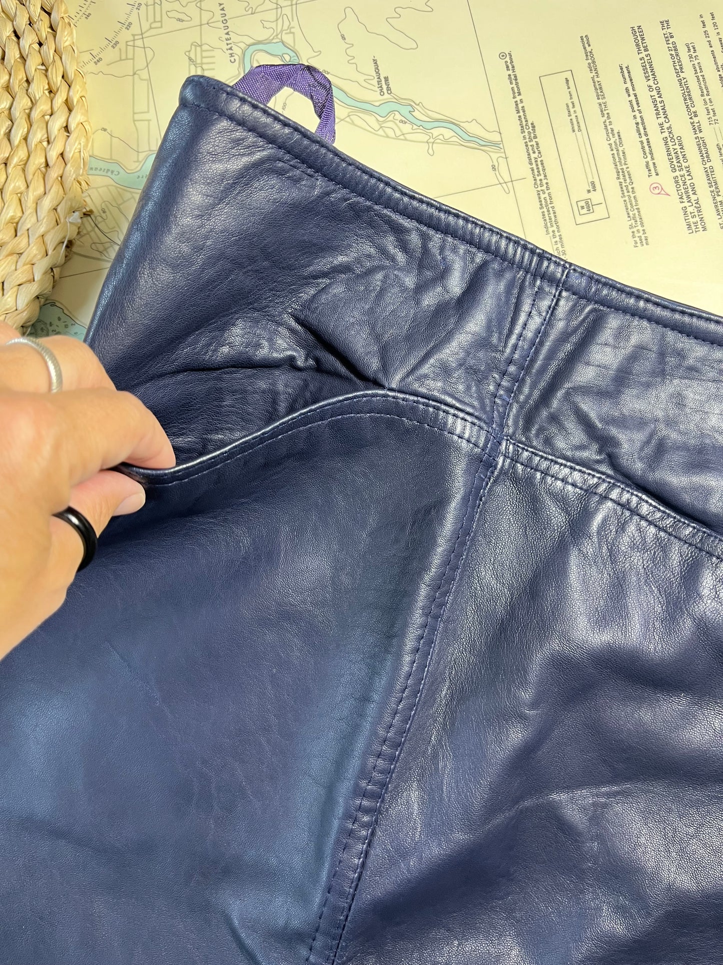 Vintage Blue Pegabo Bellissimo Leather Skirt