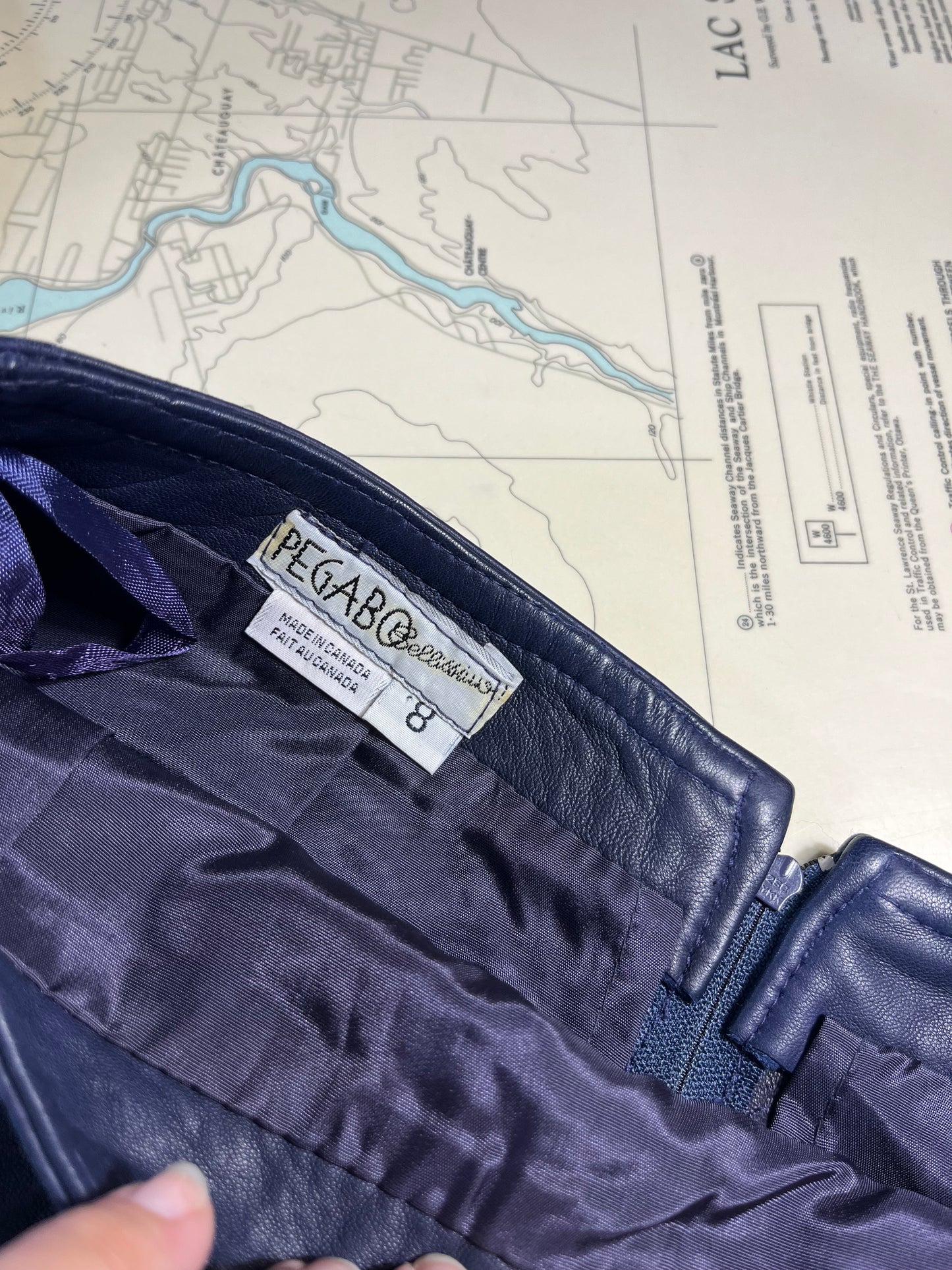 Vintage Blue Pegabo Bellissimo Leather Skirt