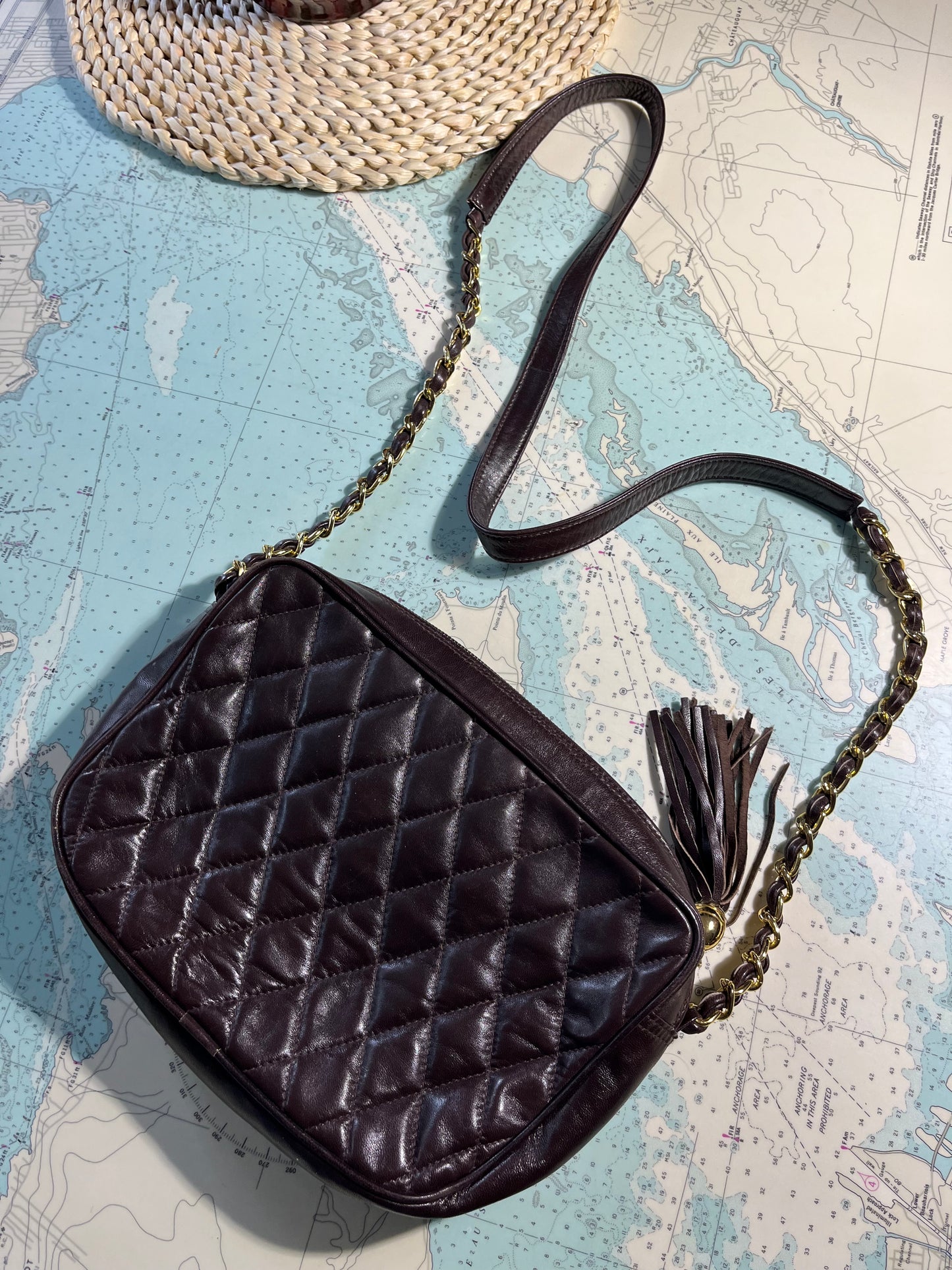 Vintage Holt Renfrew Quilted Patent Leather Bag