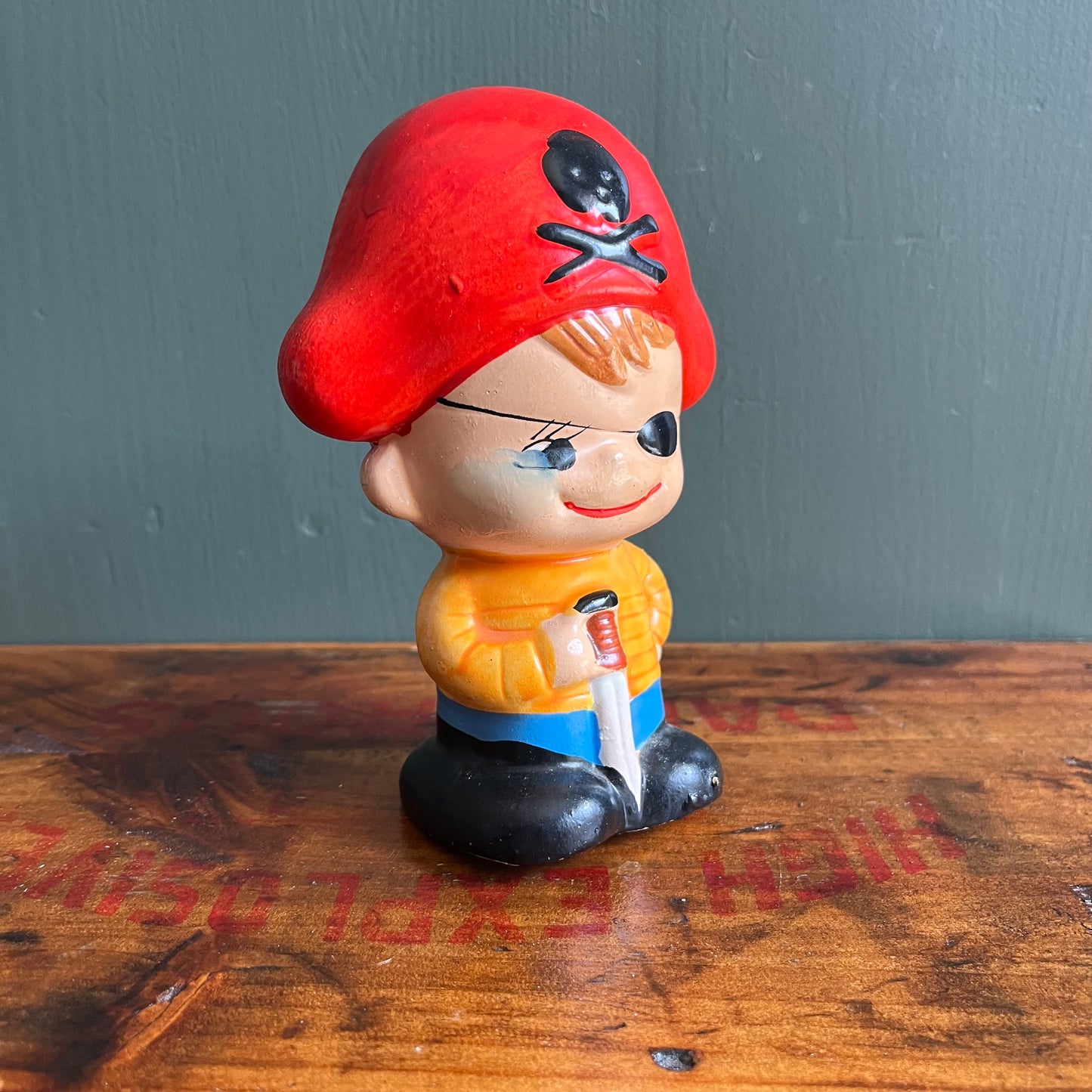 Vintage Mini Ceramic Pirate Piggy Bank