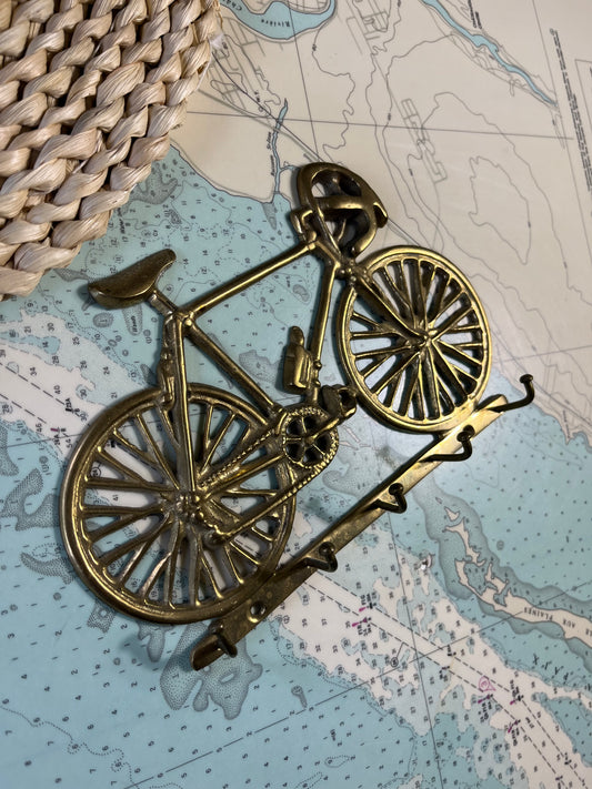 Vintage Brass Bike Key Hook Wall Decor