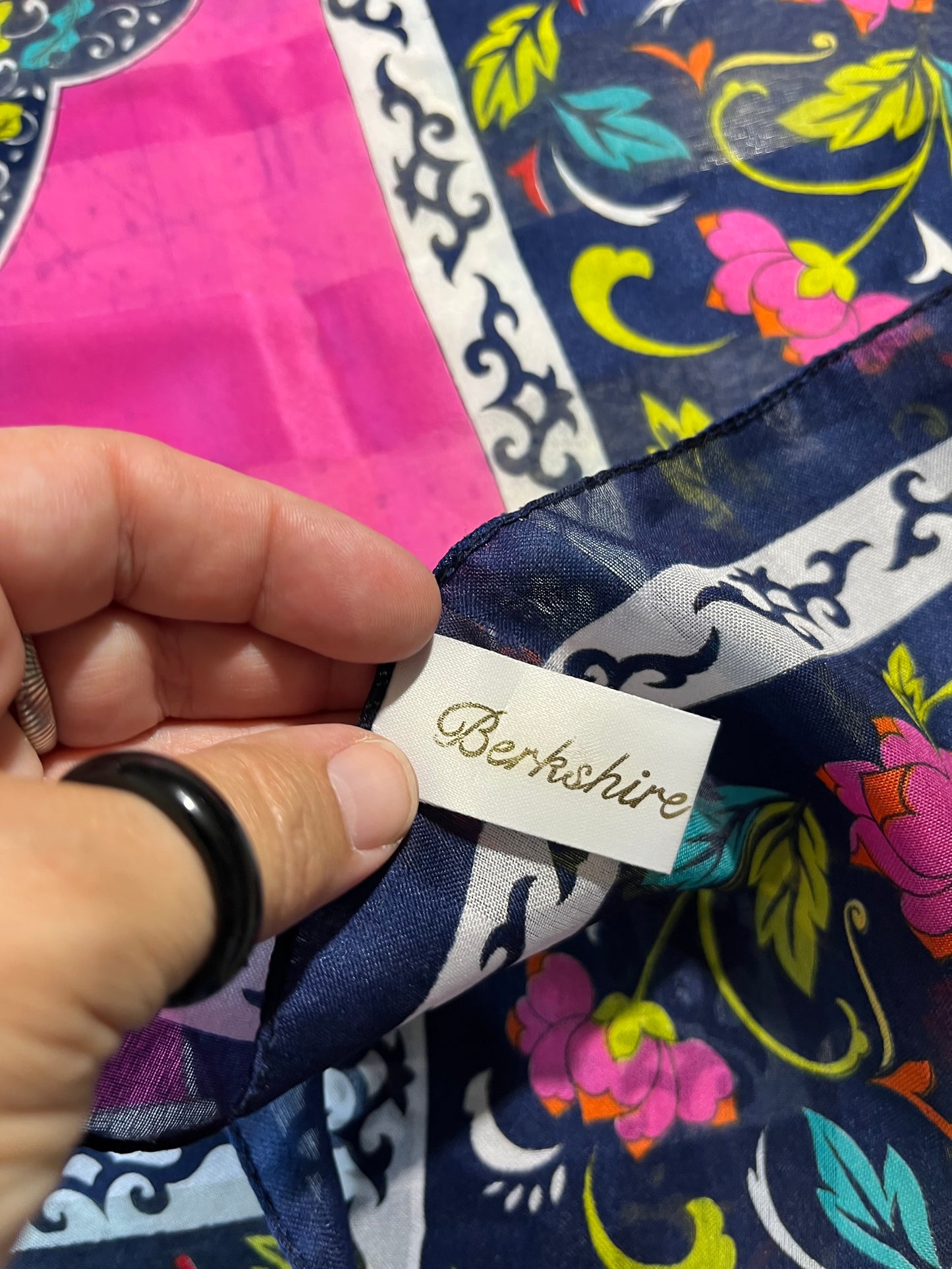 Vintage Navy and Pink Baroque Berkshire Scarf