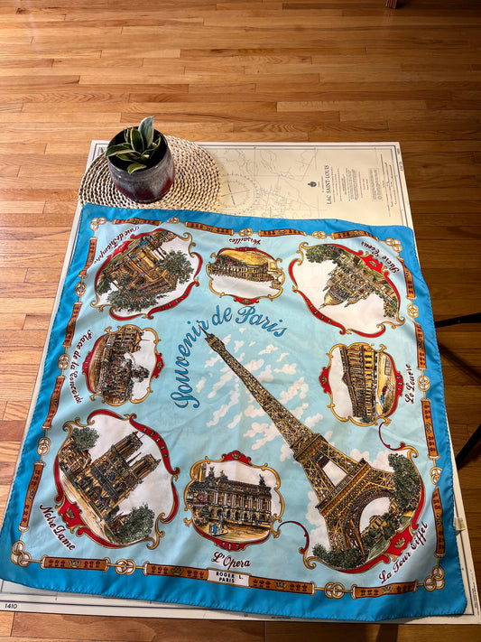 Vintage Souvenir de Paris Italian Scarf
