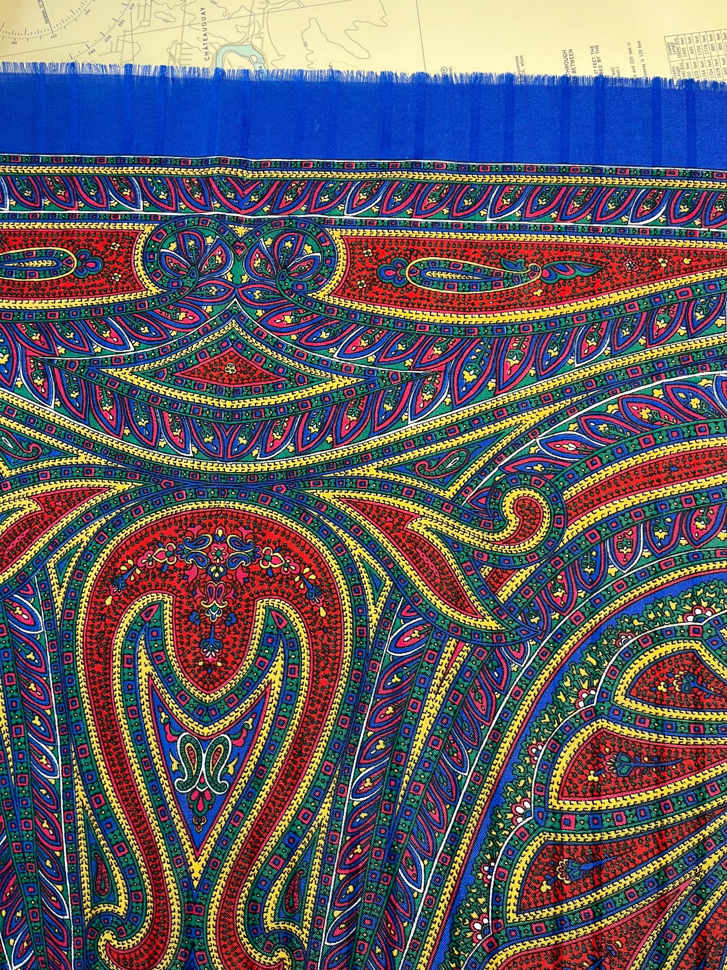 Vintage Blue Boho Fringed Scarf