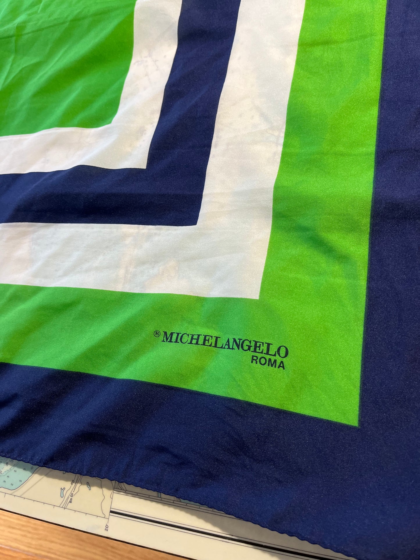 Geometric Blue and Green Michelangelo Roma Scarf
