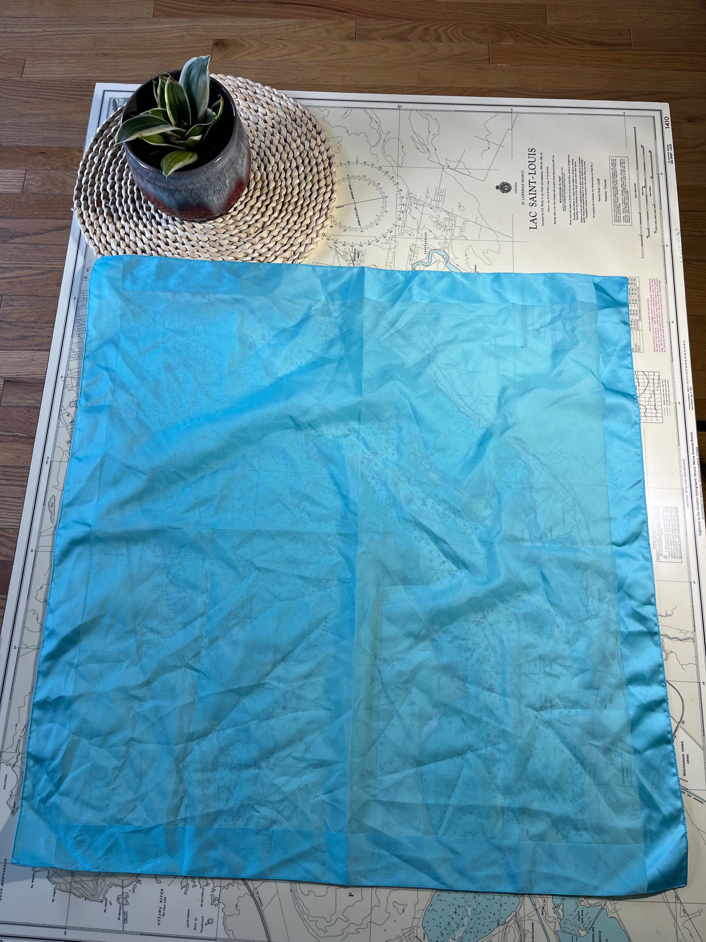 Bright Blue Square Satin Scarf