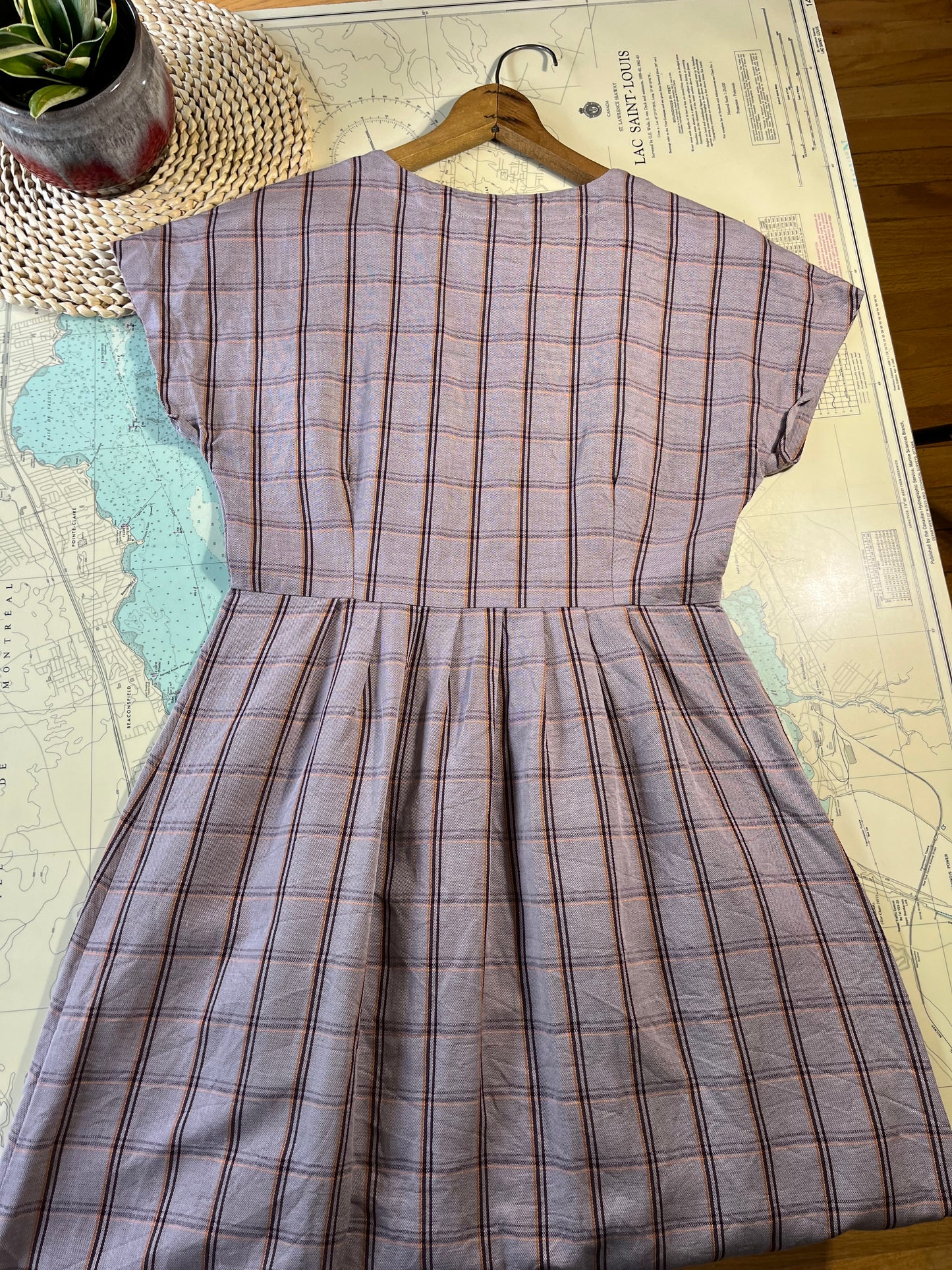 Frank and Oak Purple Plaid Button Down Dress