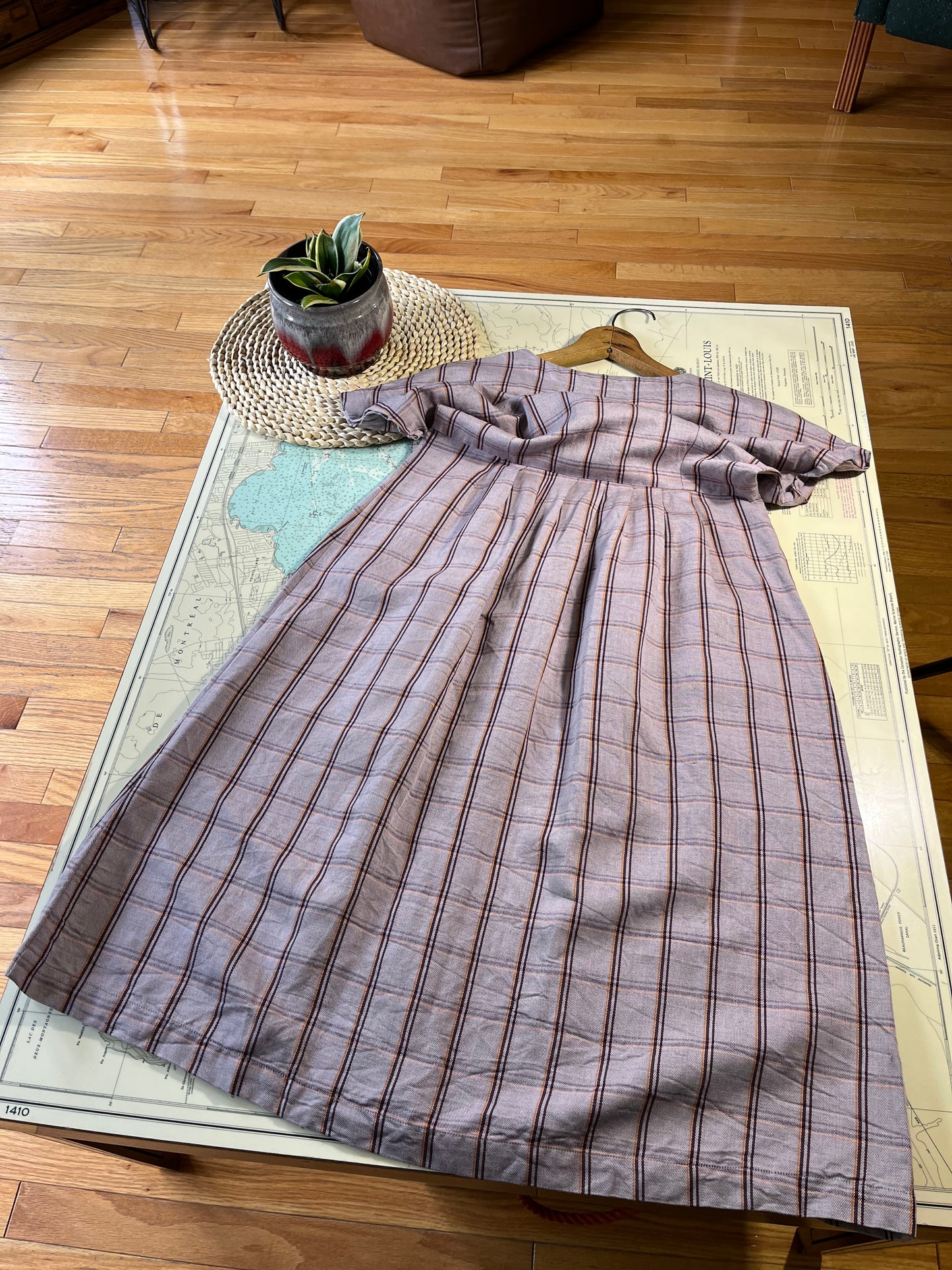Frank and Oak Purple Plaid Button Down Dress