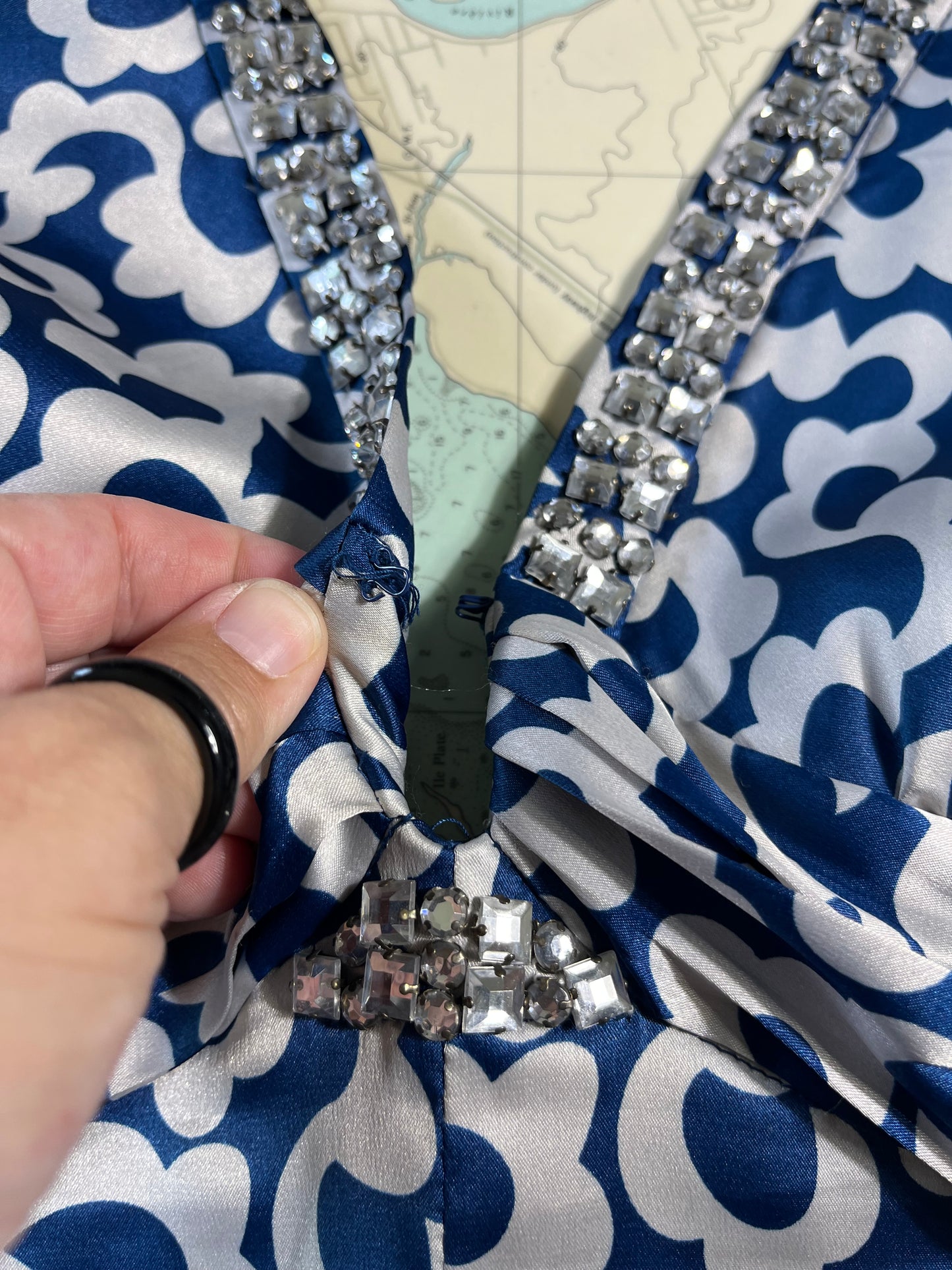 Vintage Y2K Satin Halter Prom Dress with Rhinestones