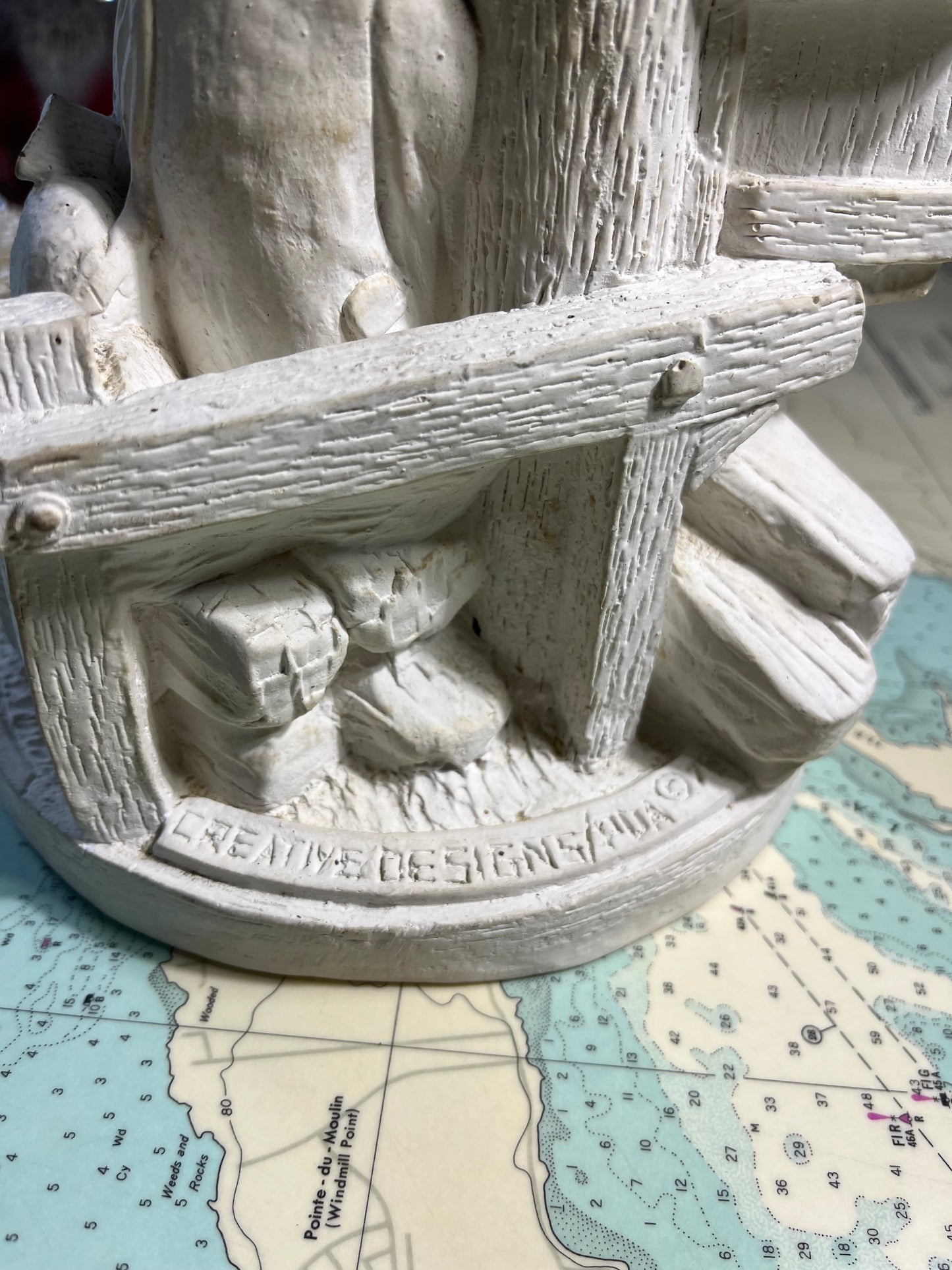 Vintage 70s Chalkware Hunting Lamp Base Blank
