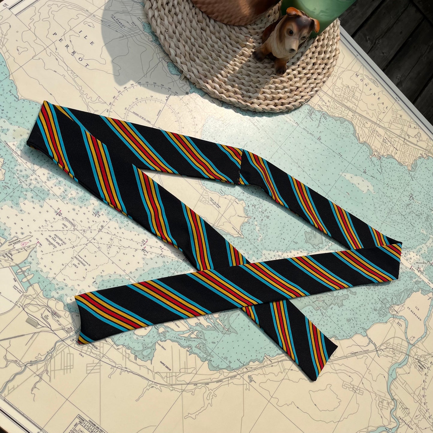 Vintage 70s Striped Polyester Belt / Sash / Scarf / Tie