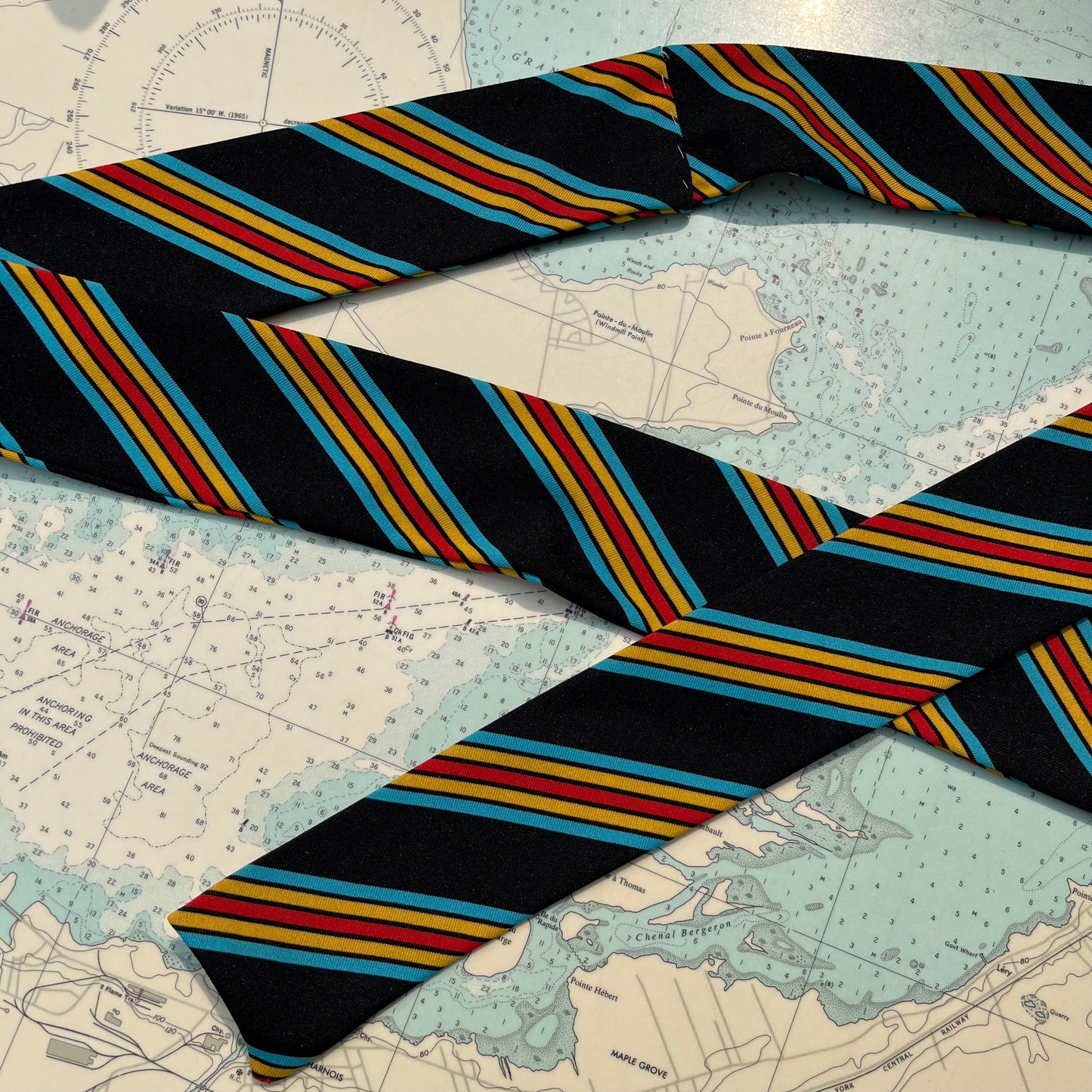 Vintage 70s Striped Polyester Belt / Sash / Scarf / Tie