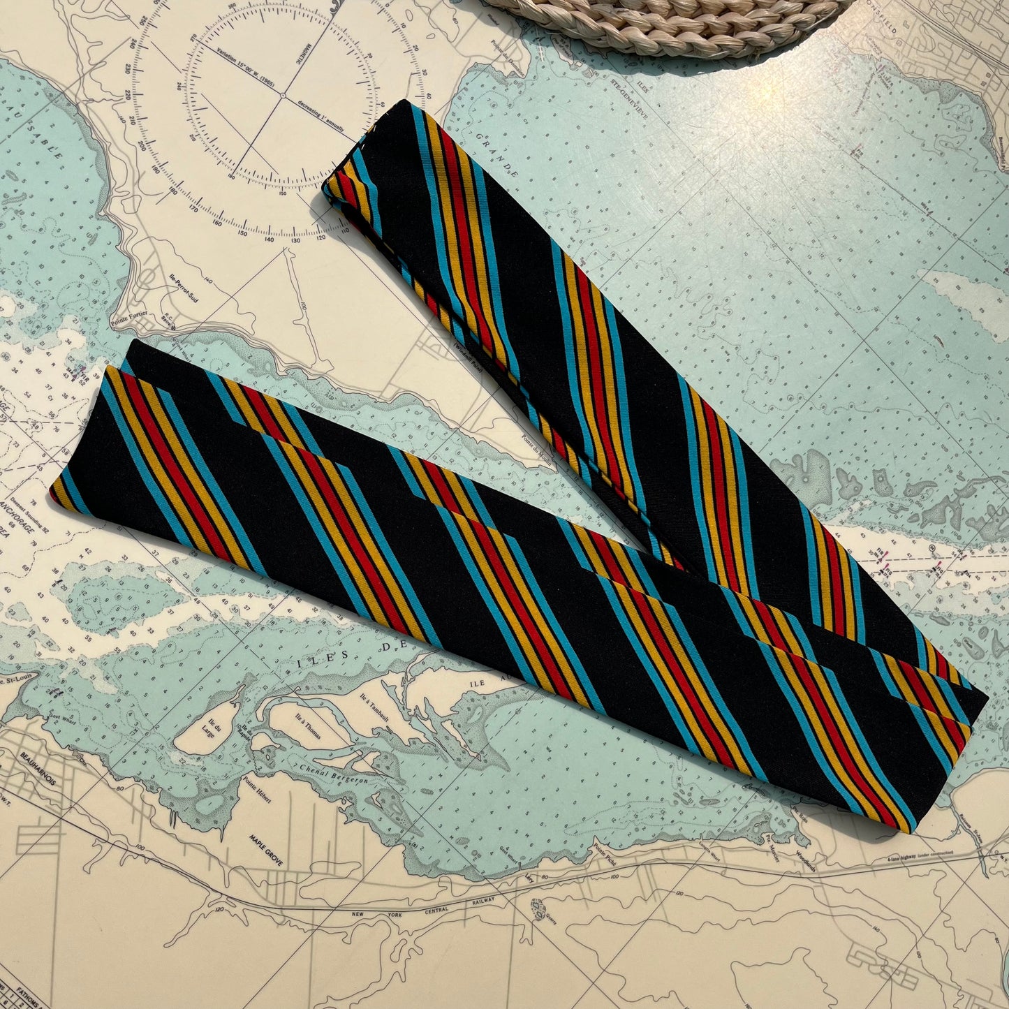 Vintage 70s Striped Polyester Belt / Sash / Scarf / Tie