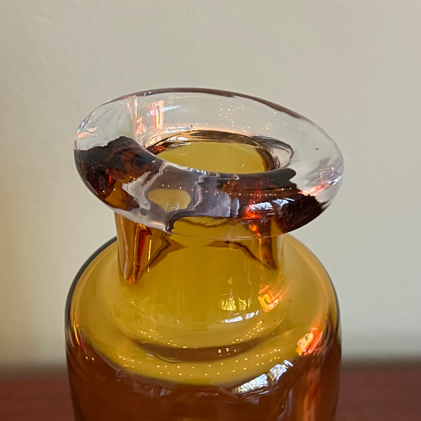 Vintage Hand Blown Amber Glass Bottle