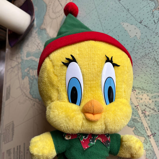 Vintage 1998 Tweety Bird Looney Tunes Elf Plush