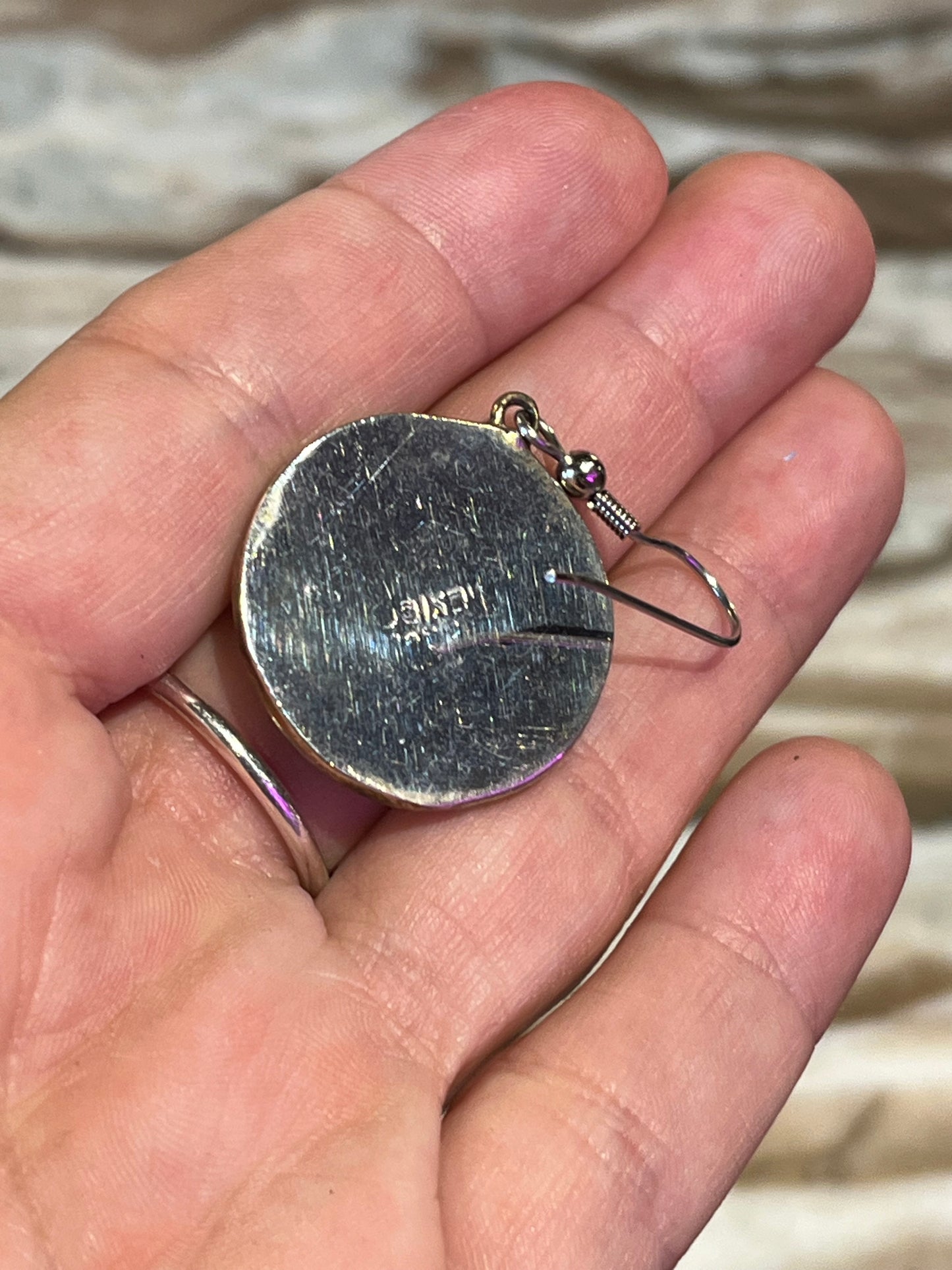 Vintage Sterling Silver and Abalone Disc Earrings